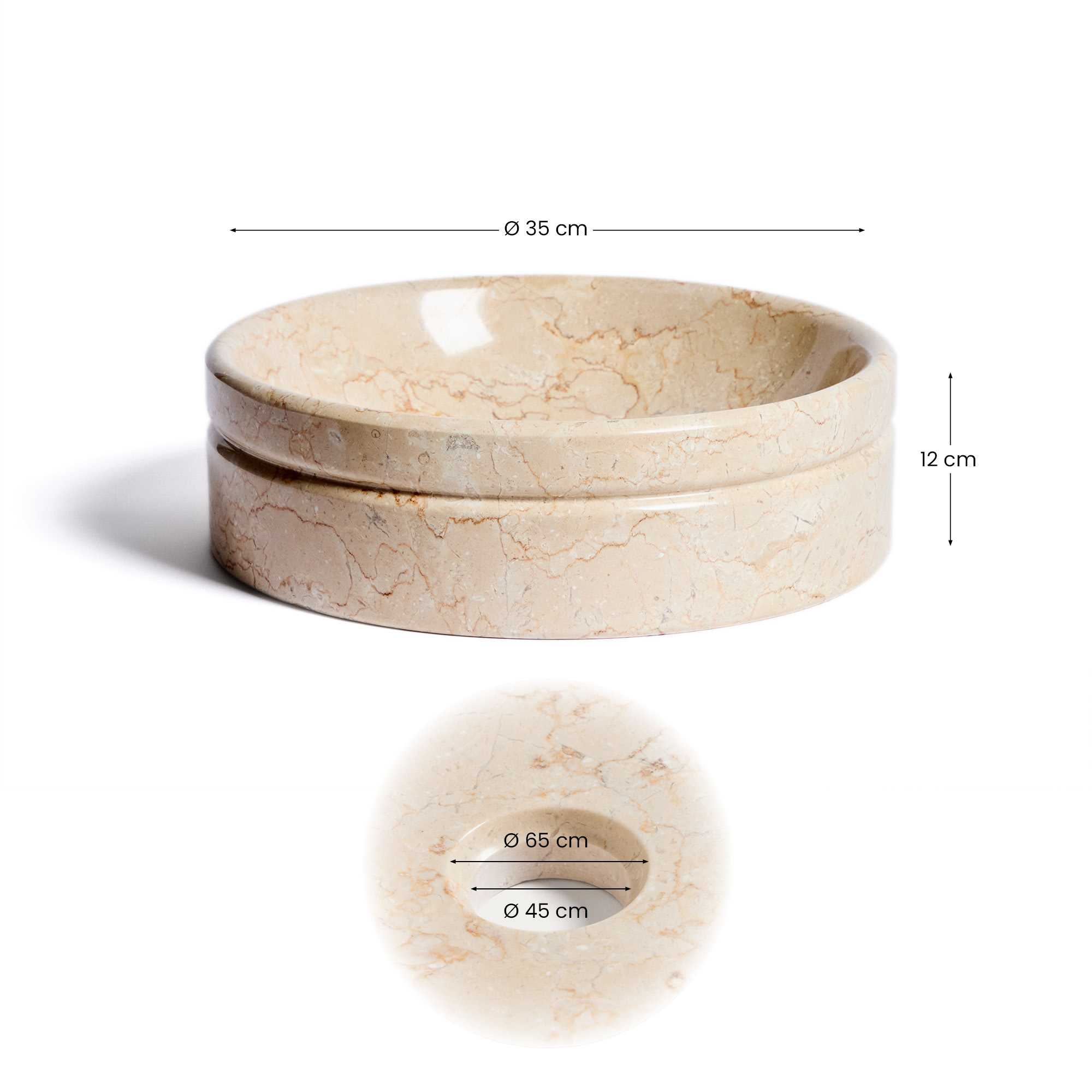 Dalven beige marble countertop washbasin Ø 35cm