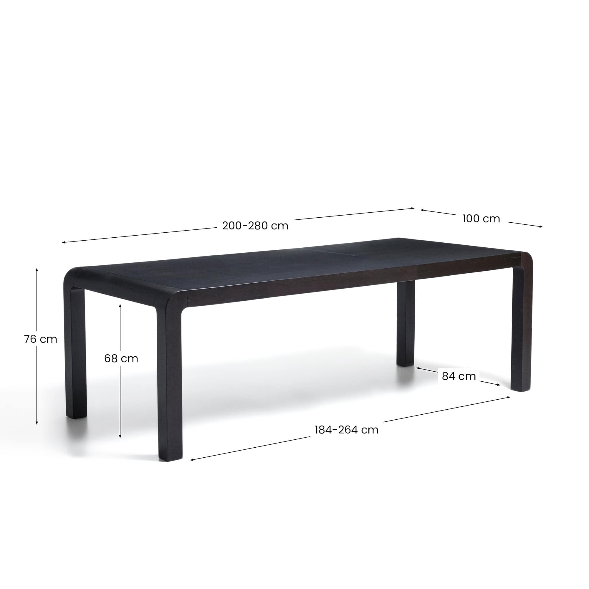 Erisia extendable table in solid oak wood with an ebonised finish 200 (280) x 100 cm FSC 100%