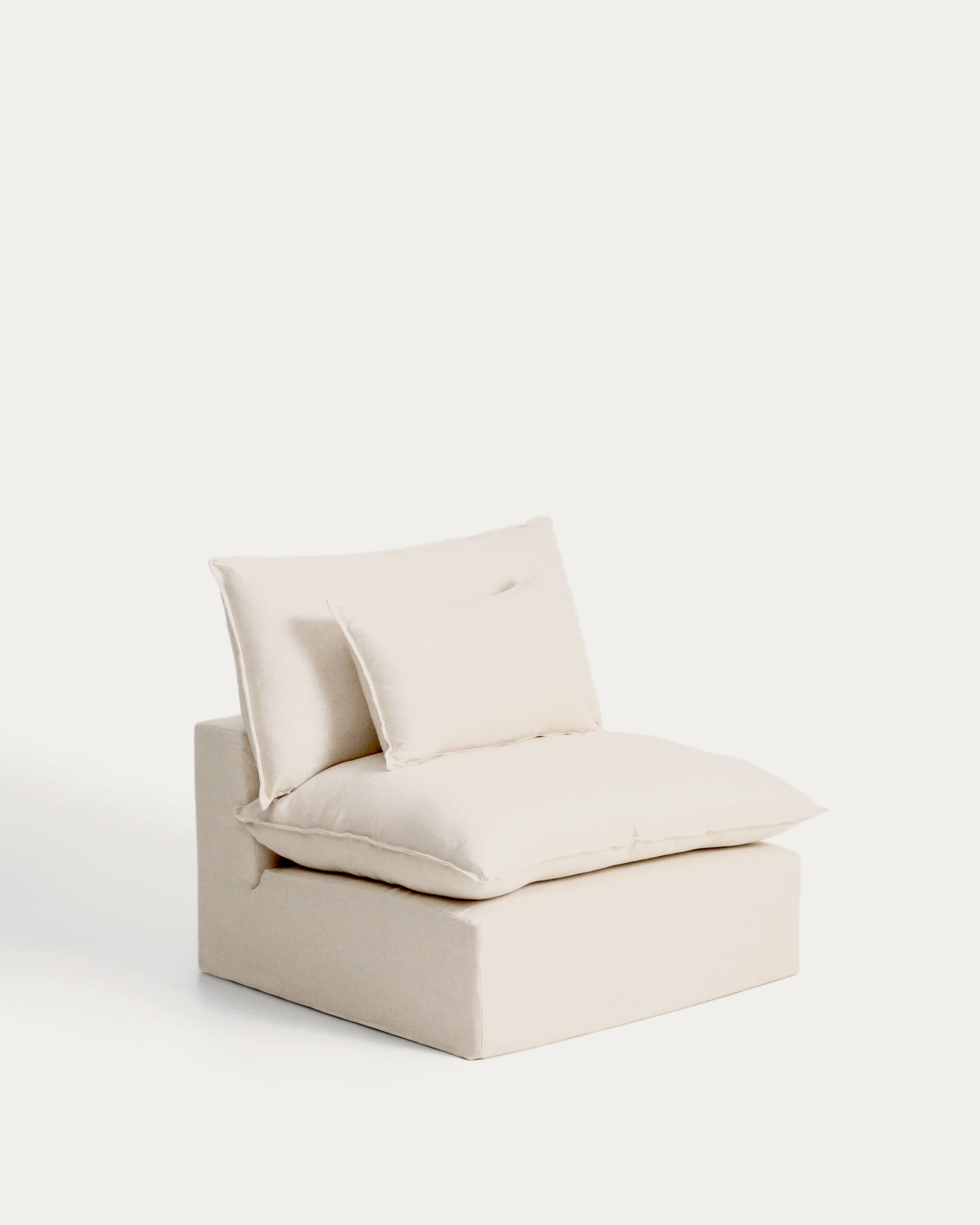 Anarela beige linen and viscose armchair with removable cover 110cm FSC Mix Credit