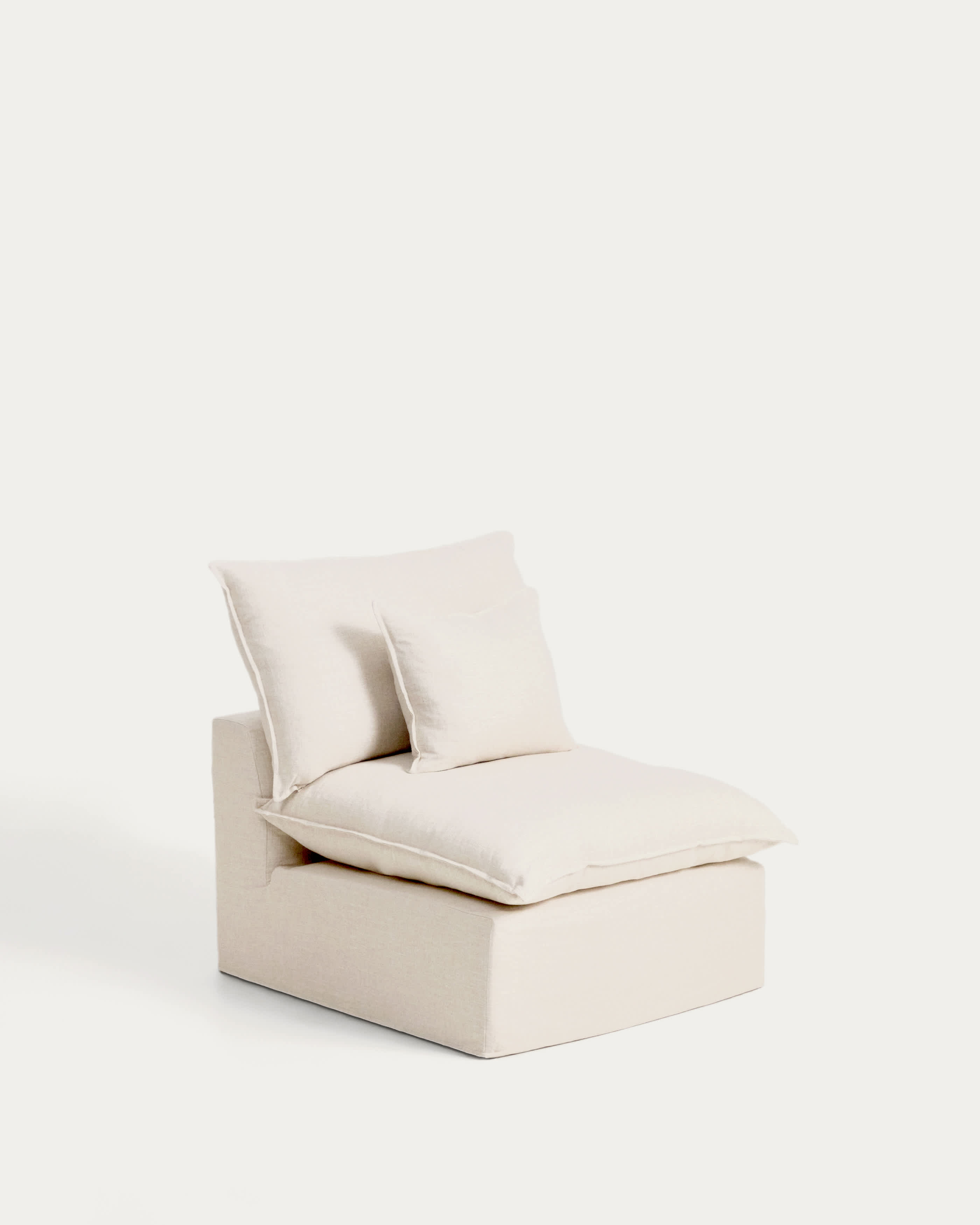 Anarela beige linen and viscose armchair with removable cover 90cm FSC Mix Credit