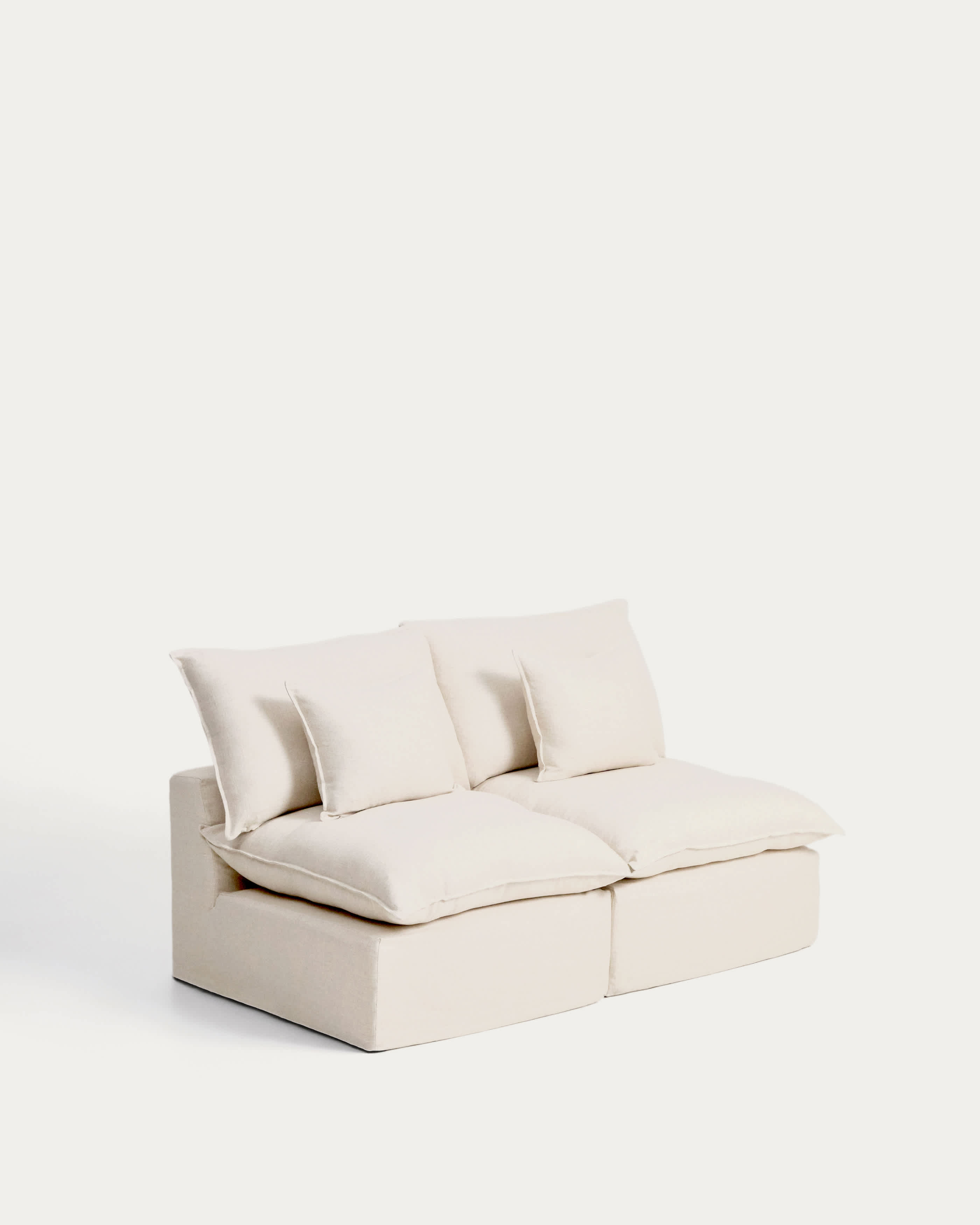 Anarela beige linen and viscose 2-seater modular sofa with removable cover 180cm FSC Mix Credit