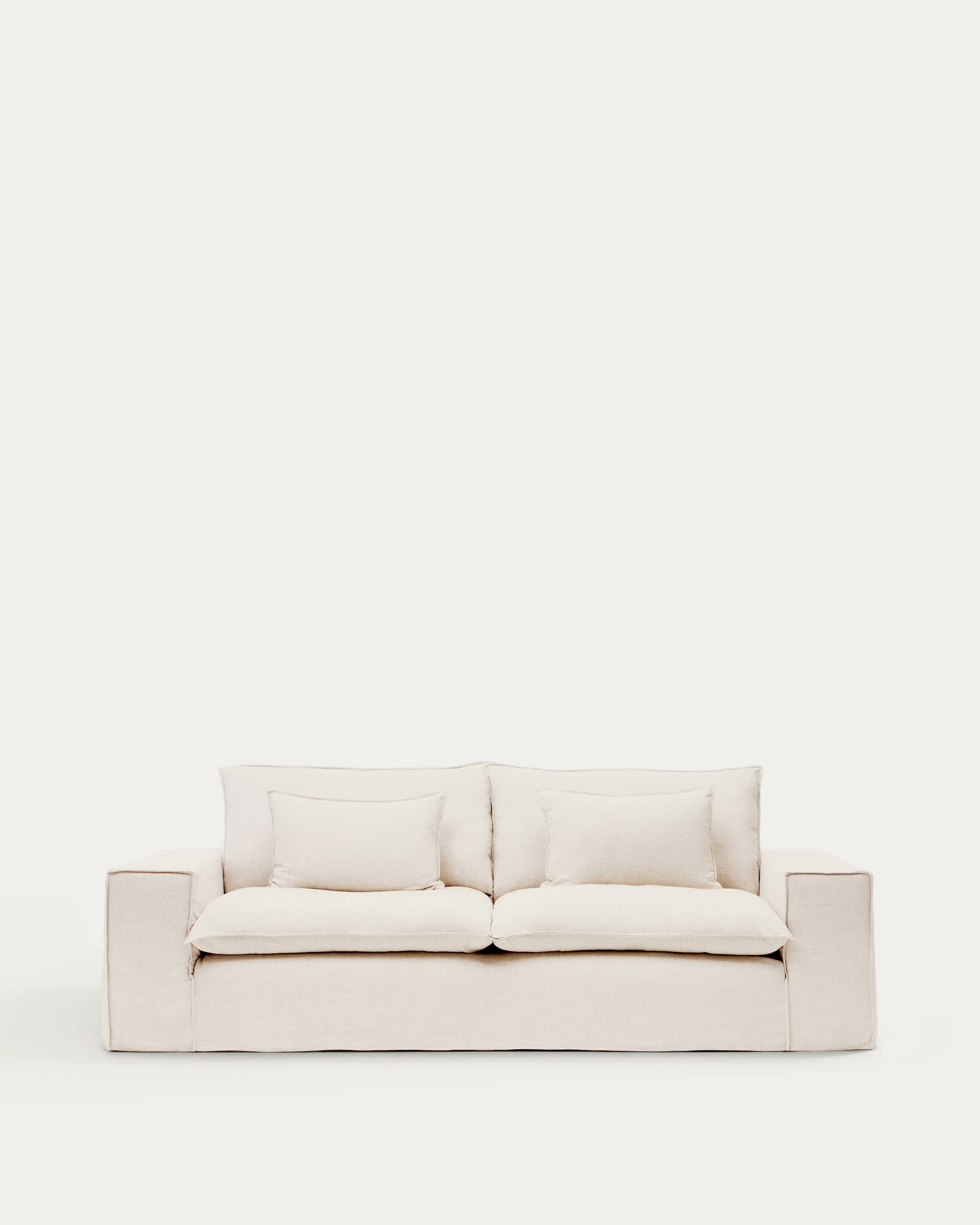 Anarela 3 seater sofa cover in beige linen