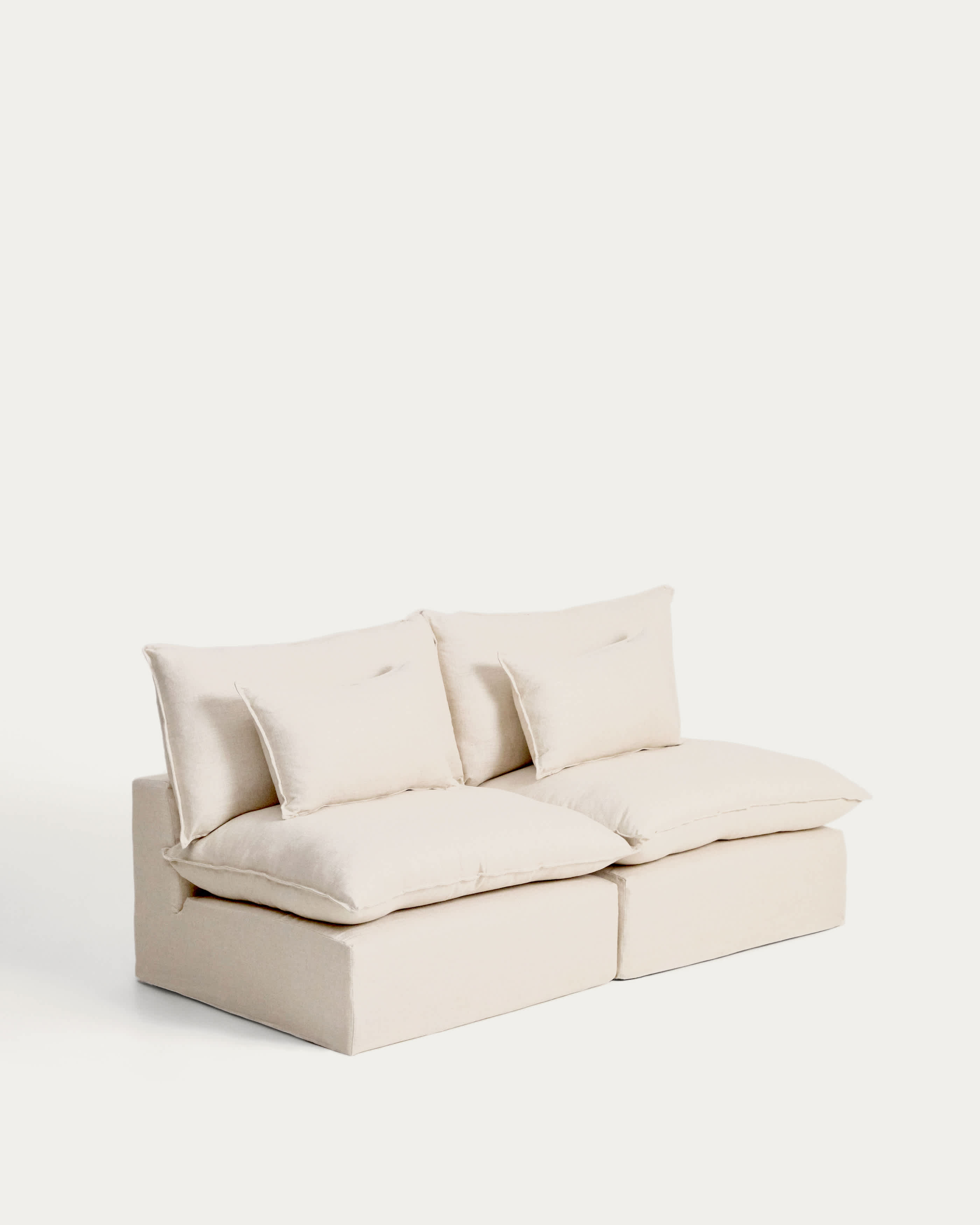 Anarela beige linen and viscose 3-seater modular sofa with removable cover 220cm FSC Mix Credit