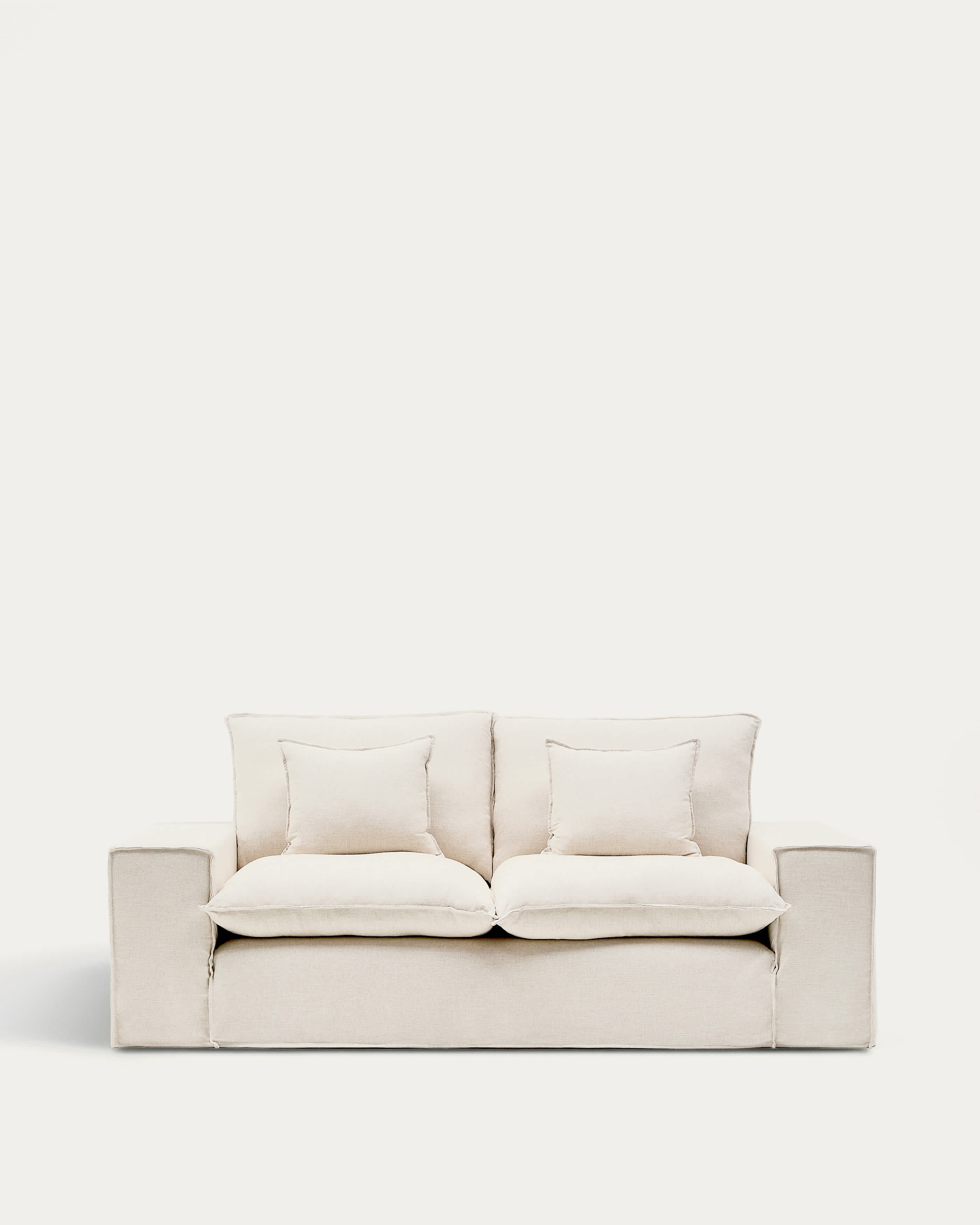 Anarela beige linen 2-seater sofa cover