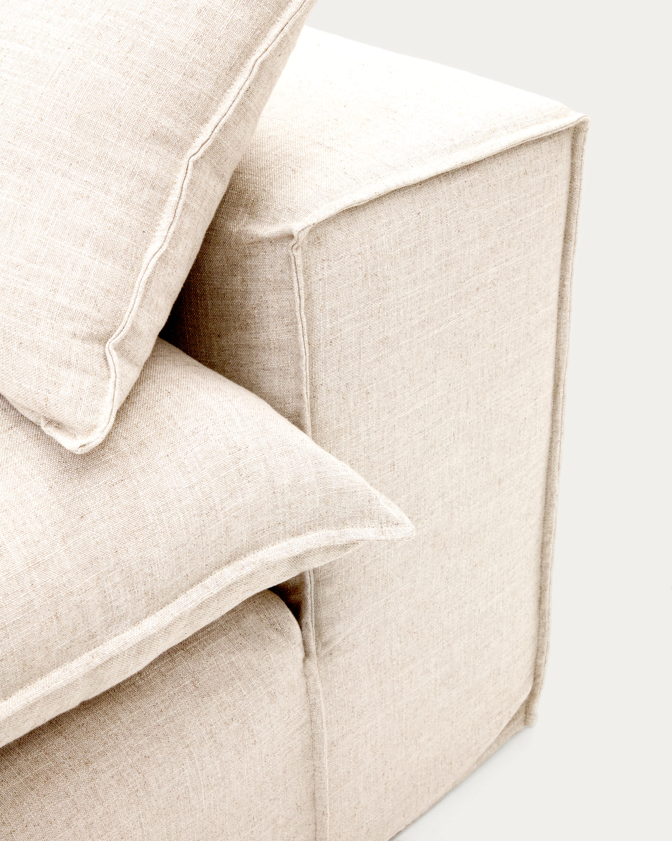 Anarela removable-cover 3-seater sofa with beige linen cushions FSC Mix Credit 280 cm.