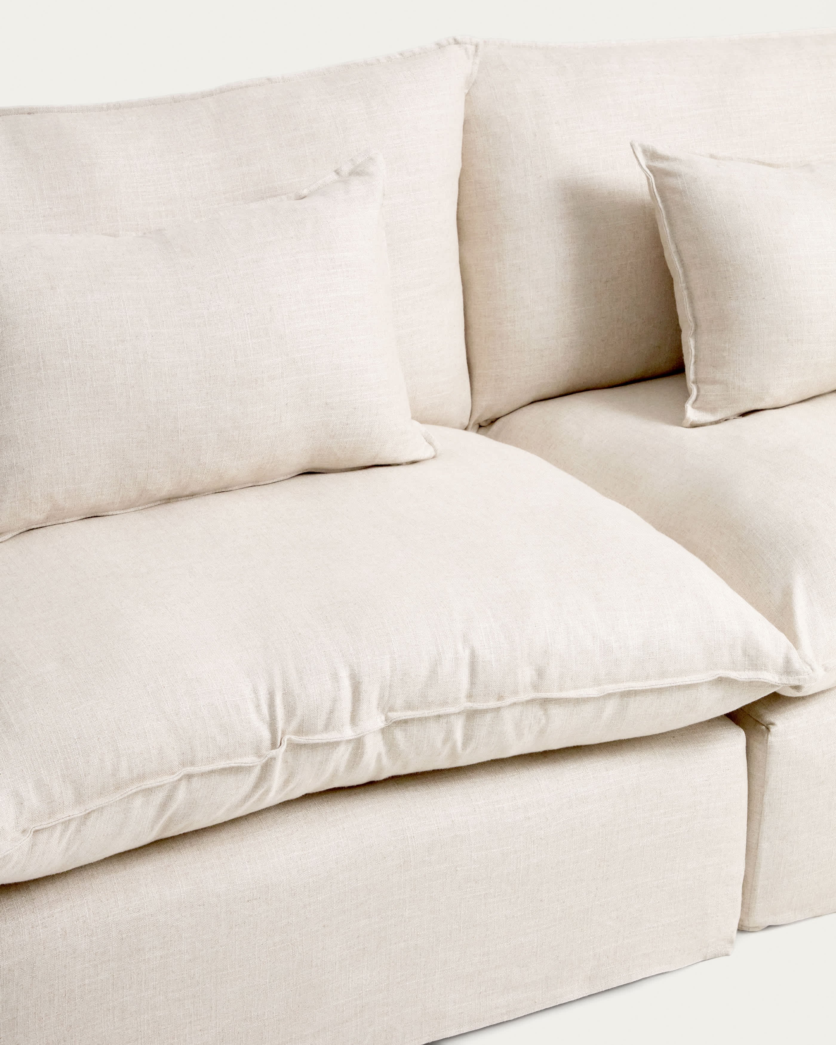 Anarela beige linen and viscose 3-seater modular sofa with removable cover 220cm FSC Mix Credit