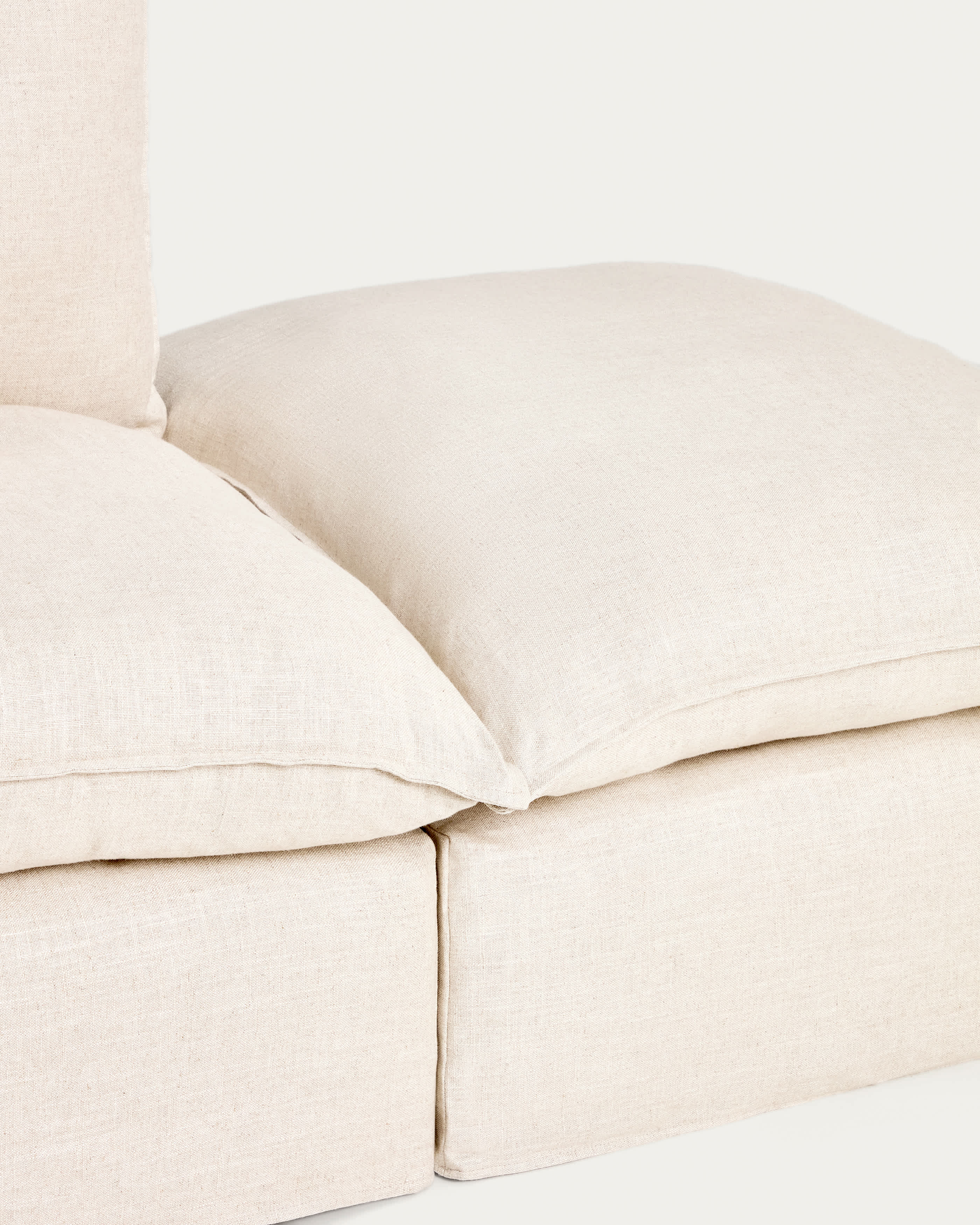Anarela beige linen and viscose 3-seater modular sofa with end module and removable cover 310cm FSC Mix Credit