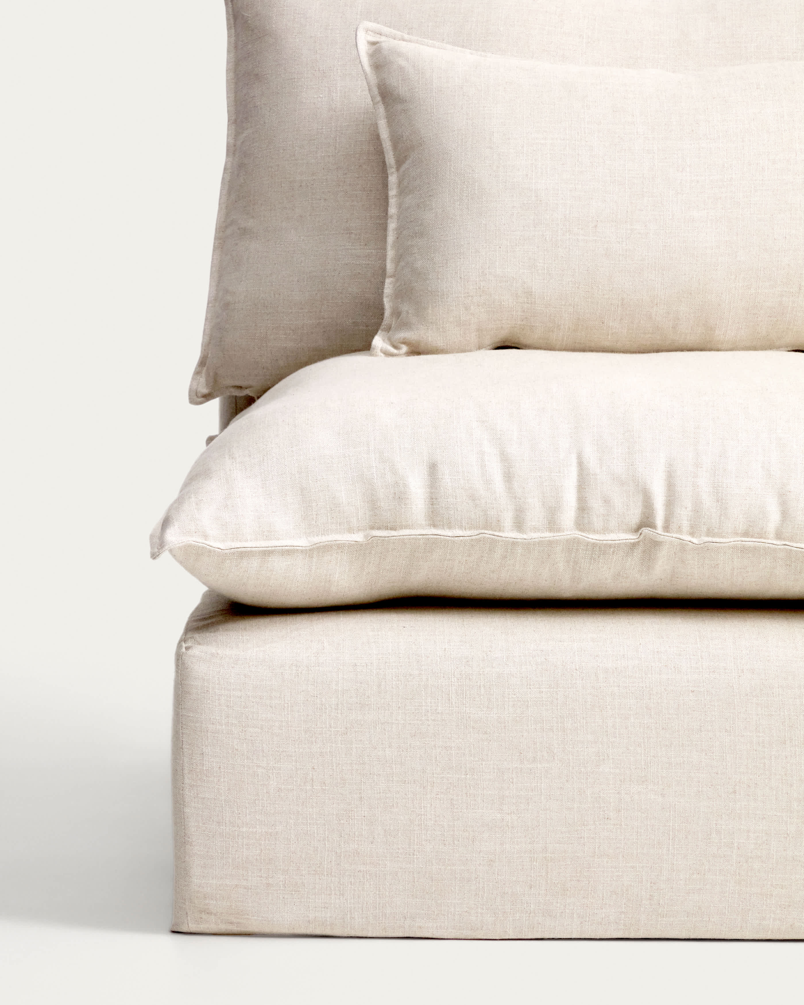 Anarela beige linen and viscose 5-seater modular sofa with removable cover 330cm FSC Mix Credit