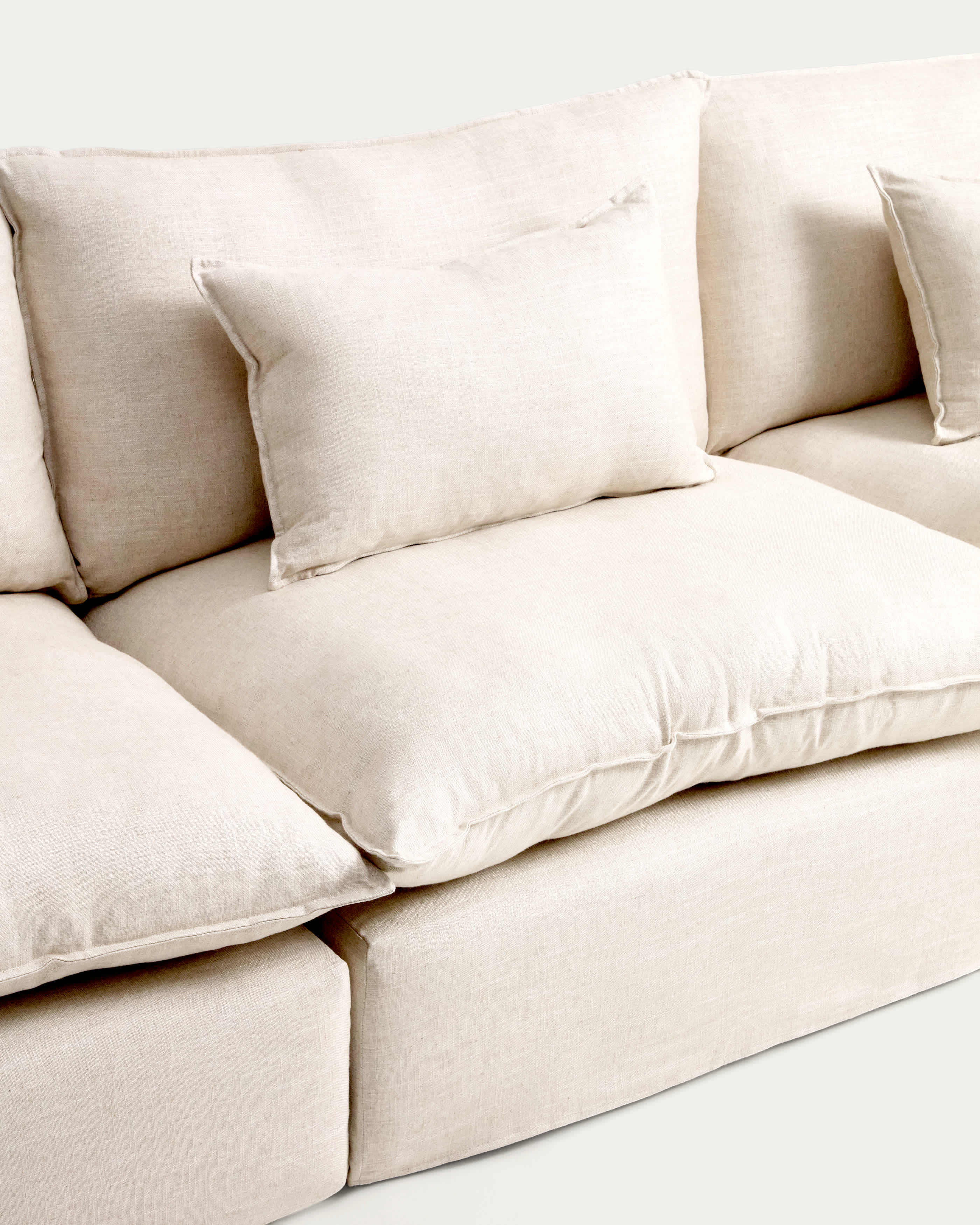 Anarela beige linen and viscose 5-seater modular sofa with removable cover 330cm FSC Mix Credit