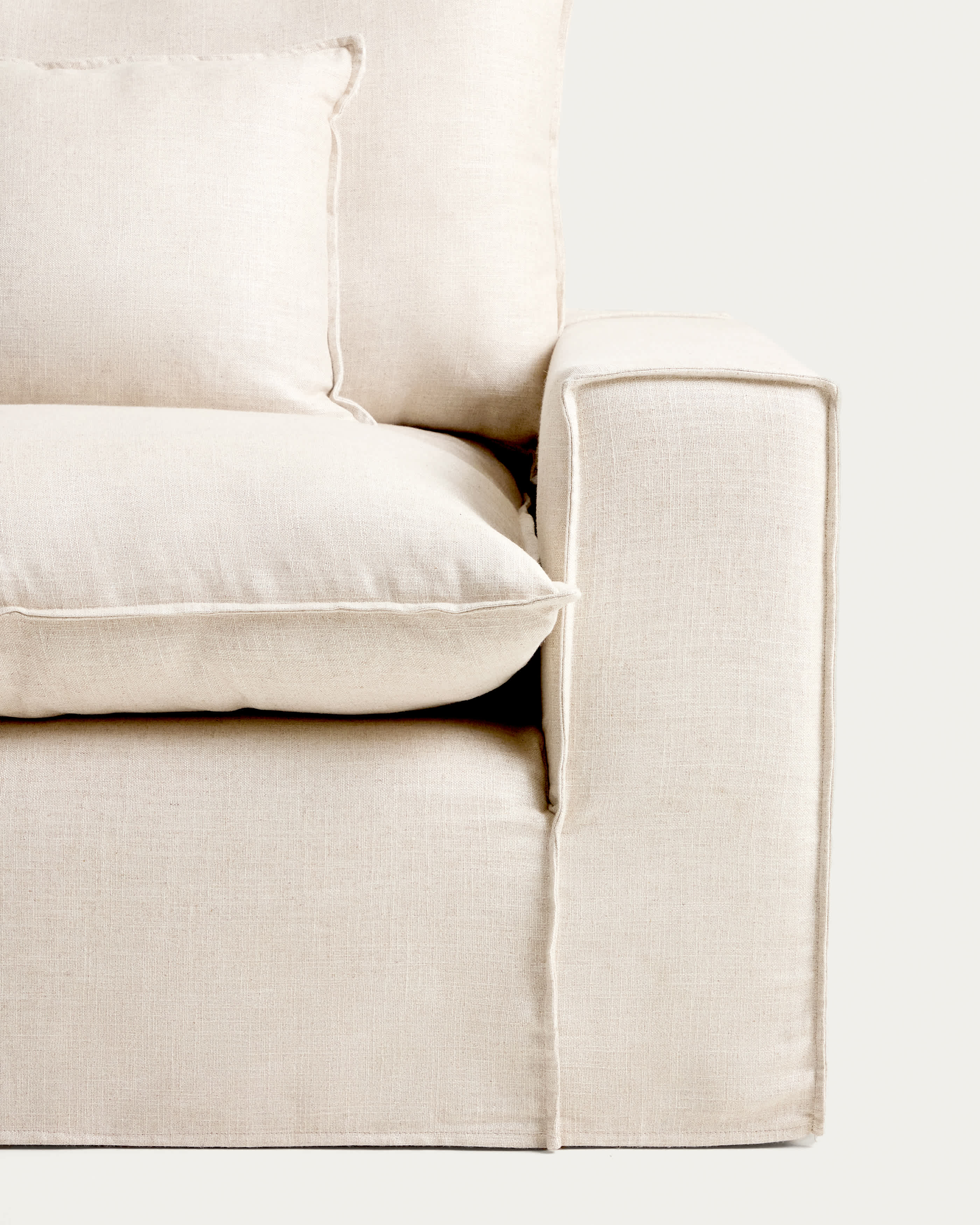 Anarela beige linen and viscose 5-seater modular sofa with removable cover 370cm FSC Mix Credit