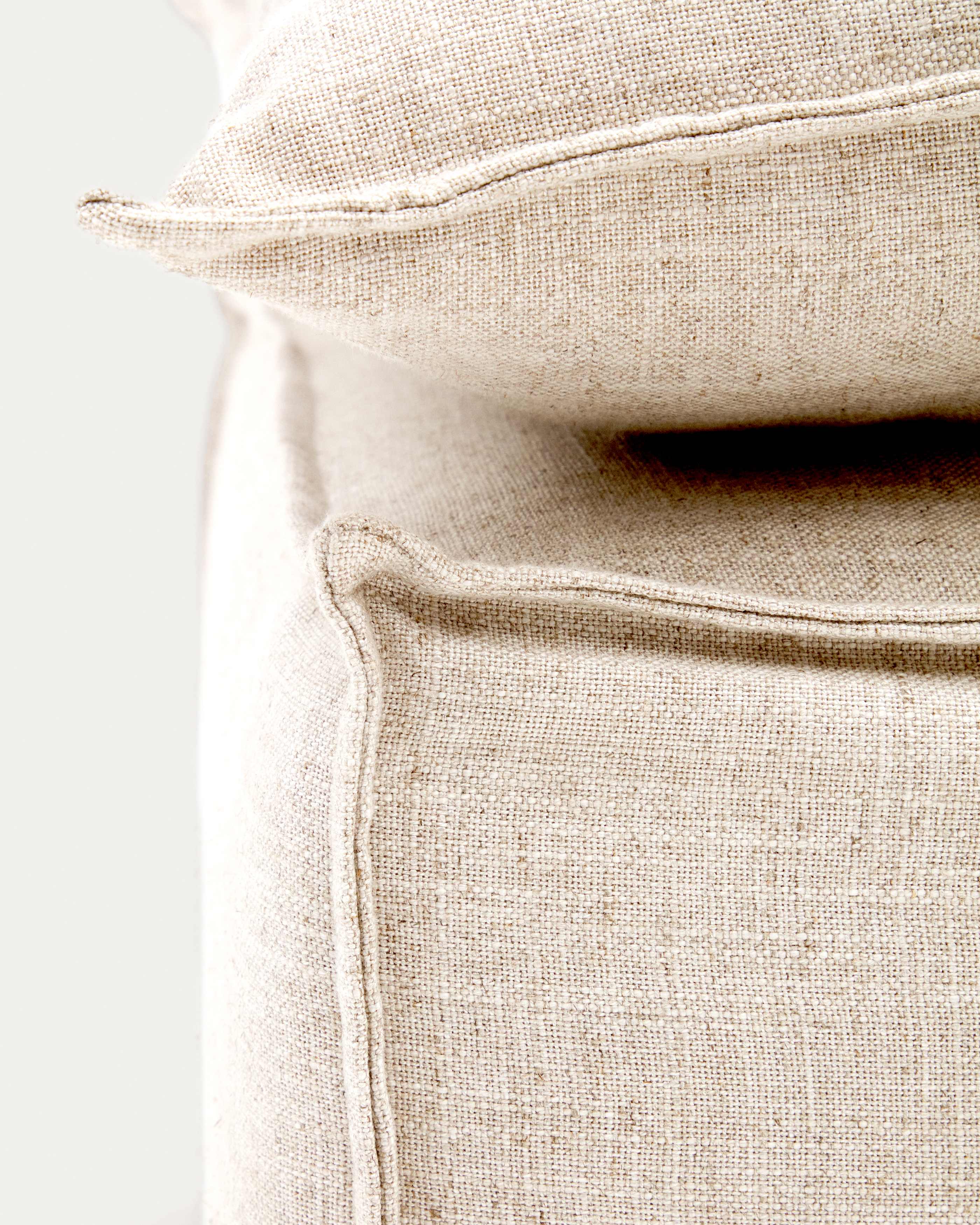 Anarela removable-cover footstool with beige linen cushion FSC Mix Credit 80 x 80 cm.