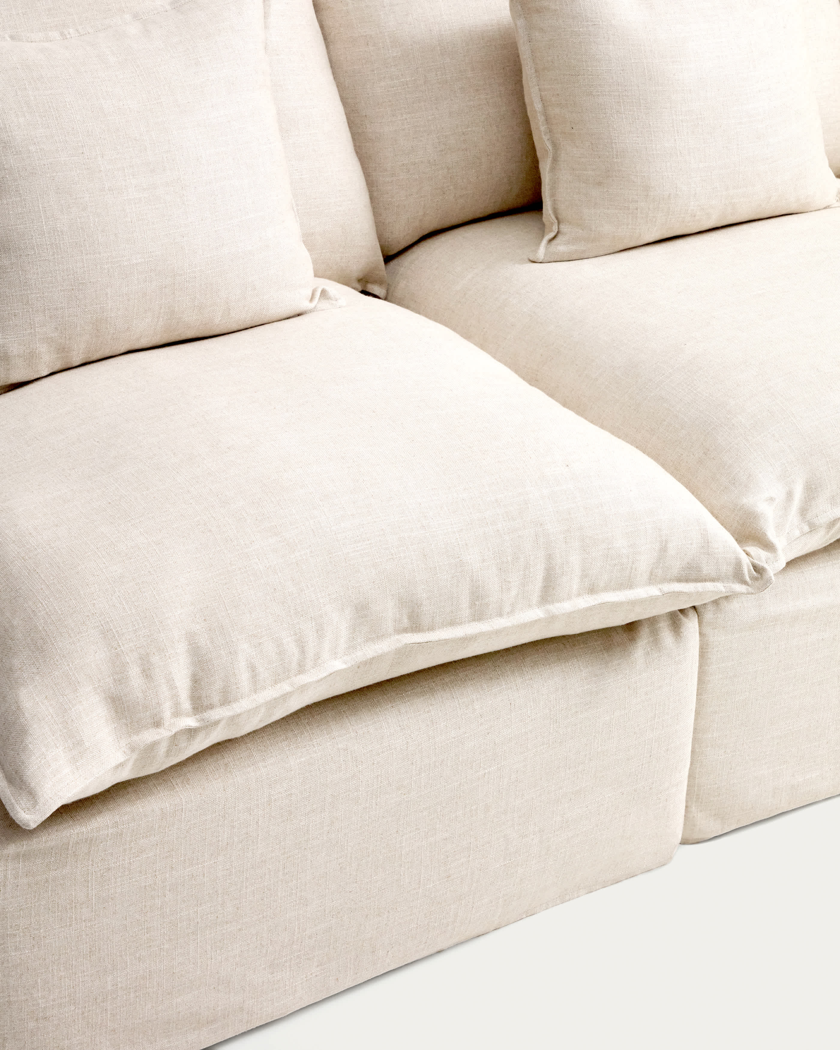 Anarela beige linen and viscose 2-seater modular sofa with removable cover 180cm FSC Mix Credit