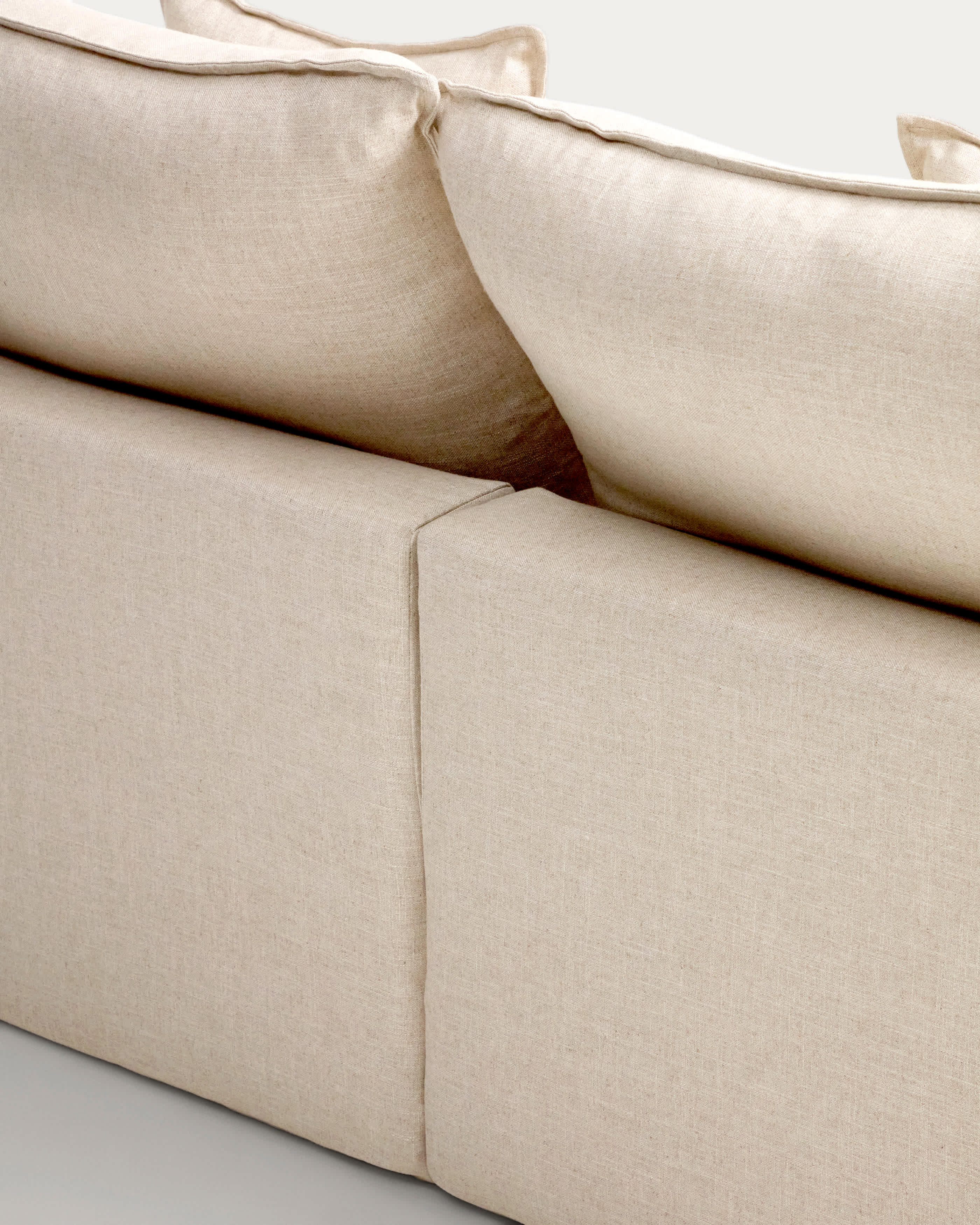 Anarela beige linen and viscose 2-seater modular sofa with removable cover 180cm FSC Mix Credit