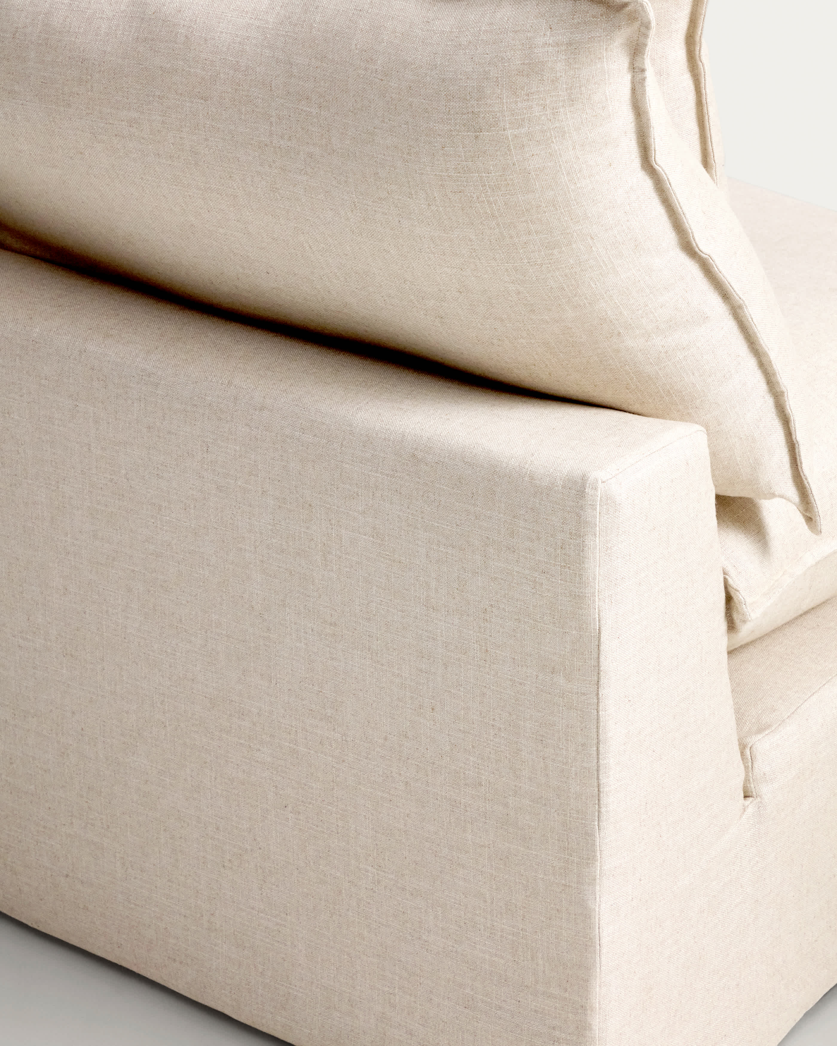 Anarela beige linen and viscose 2-seater modular sofa with end module and removable cover 270cm FSC Mix Credit