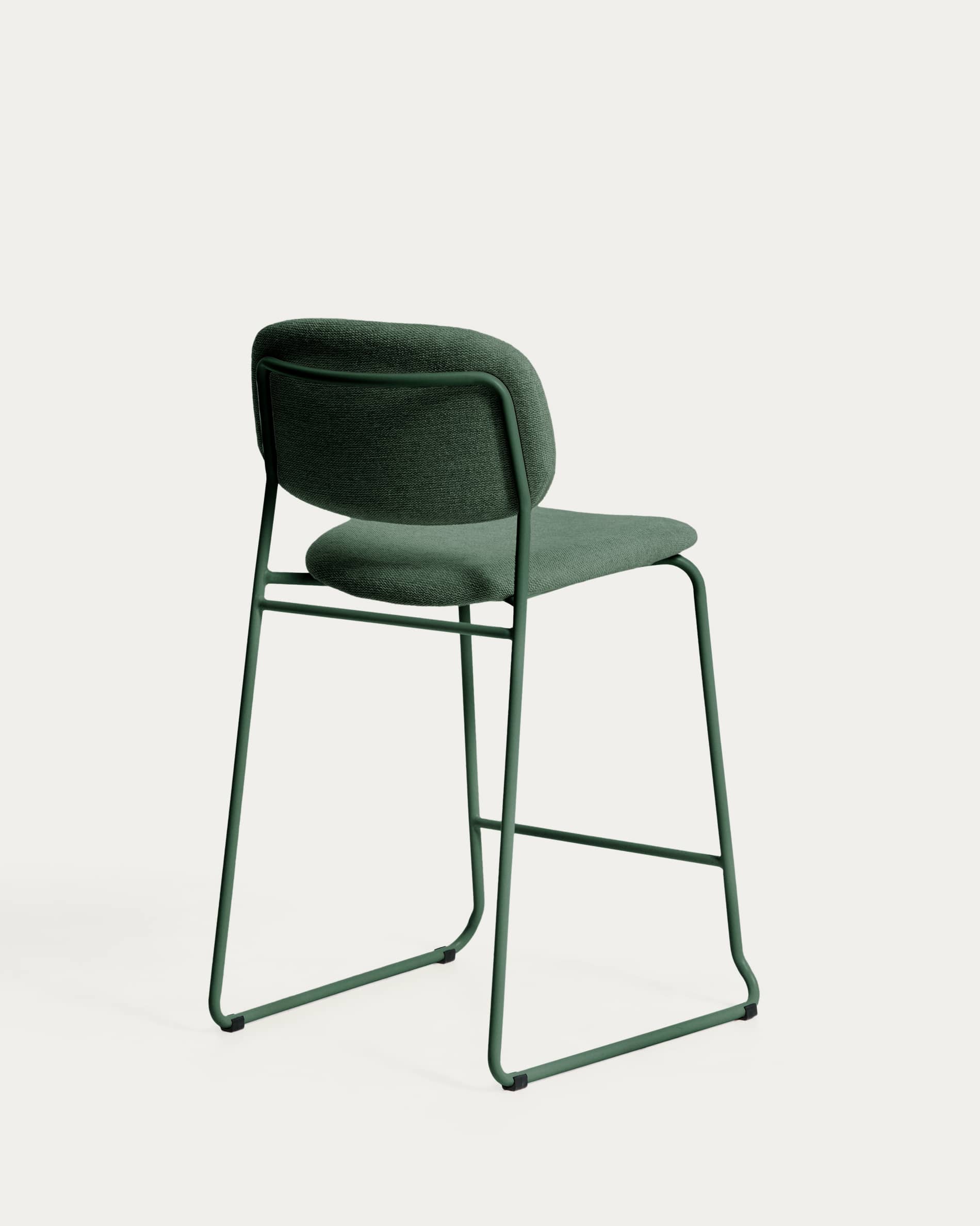 Meli stackable stool in green chenille with green metal legs FSC Mix Credit 65cm