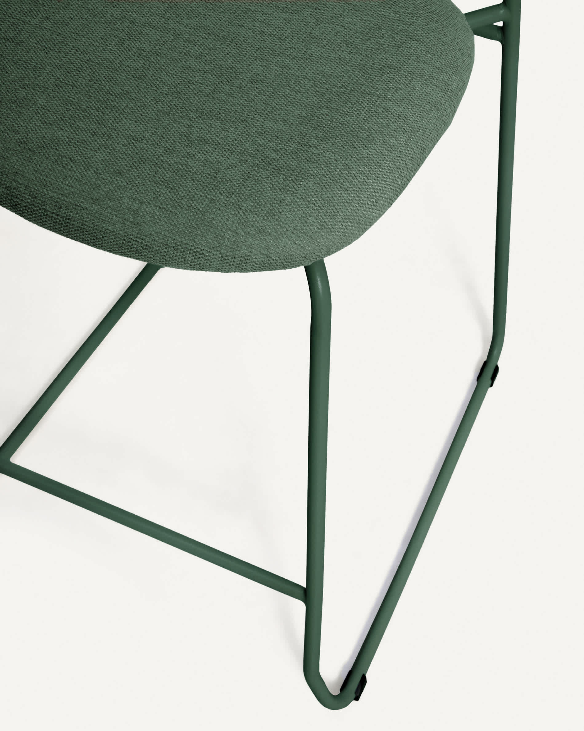 Meli stackable stool in green chenille with green metal legs FSC Mix Credit 65cm