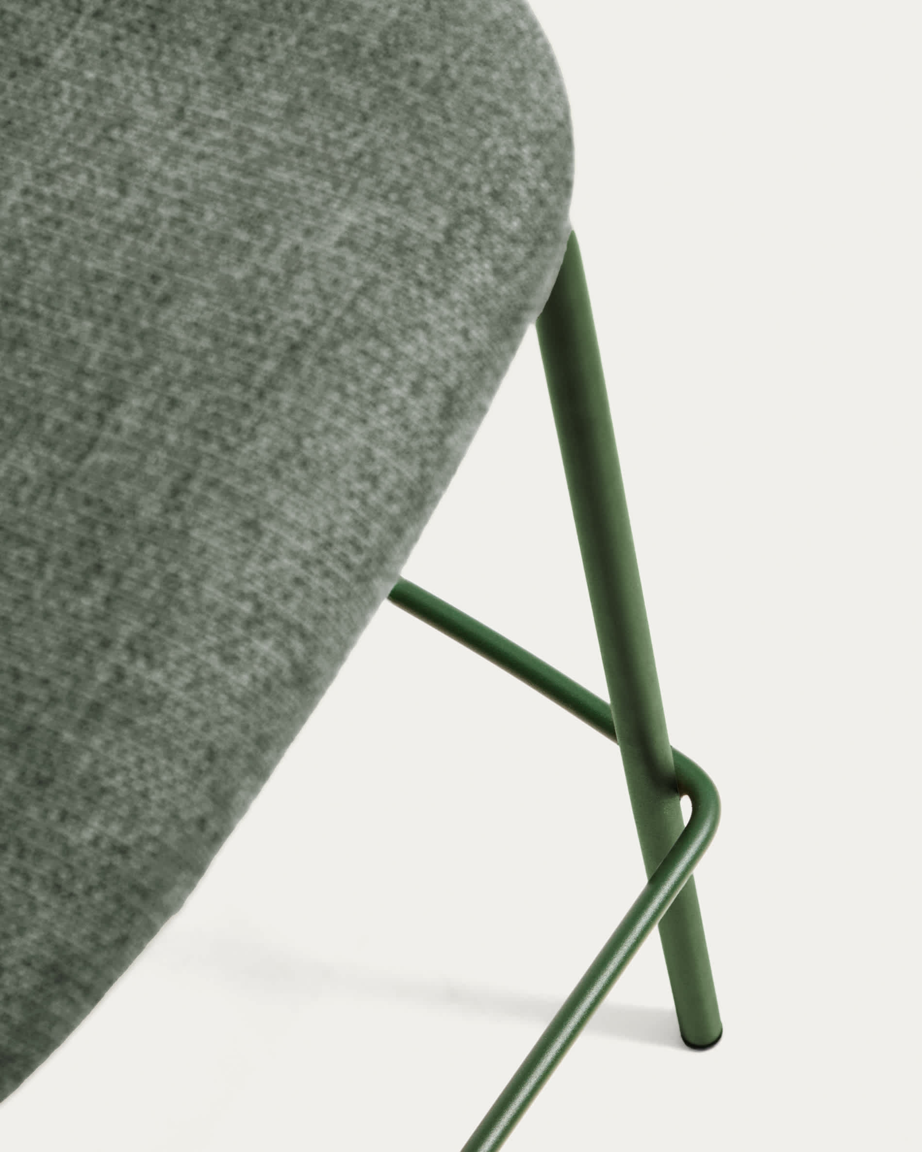 Meli stackable stool in green chenille with green metal legs FSC Mix Credit 65cm