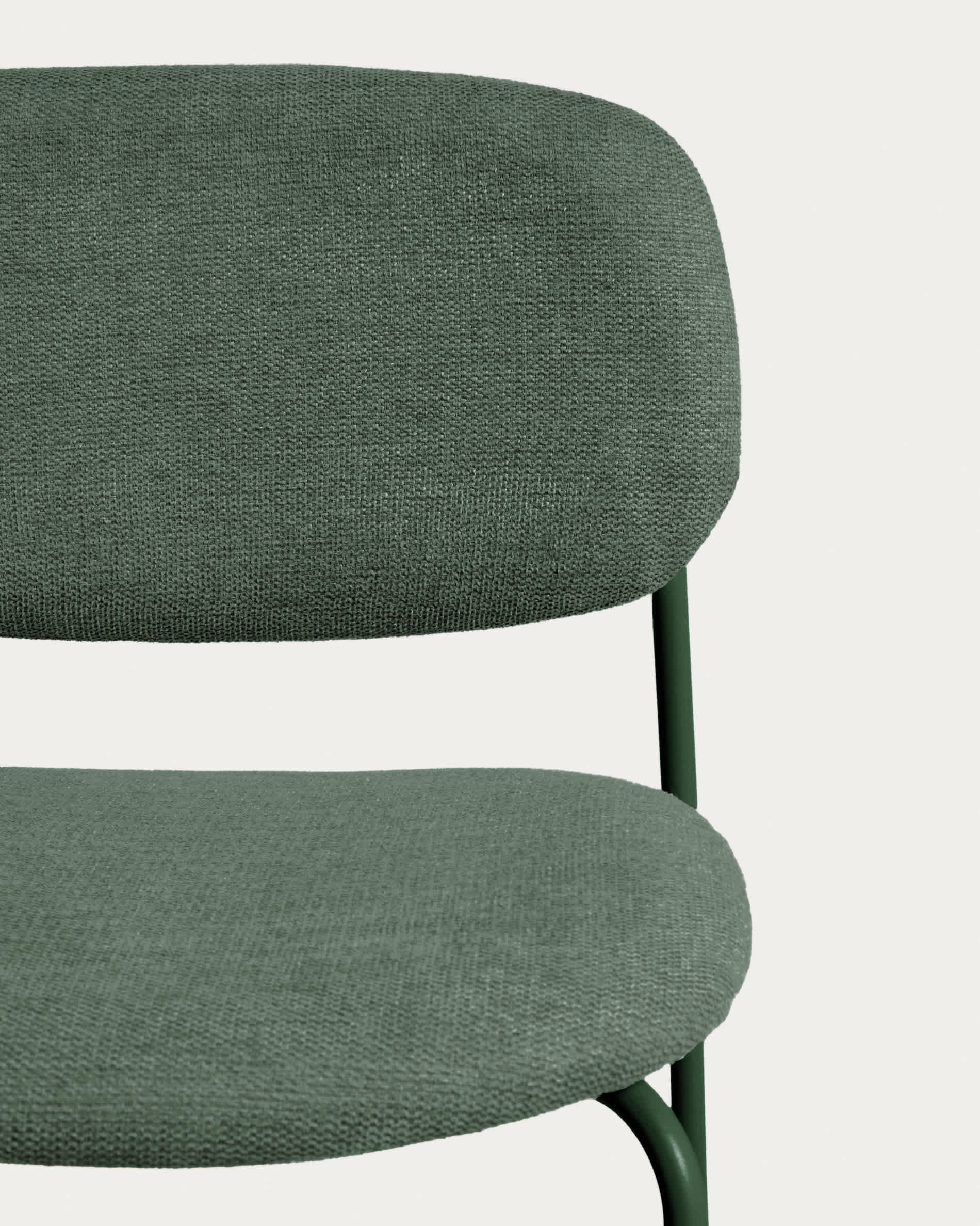 Meli stackable stool in green chenille with green metal legs FSC Mix Credit 65cm