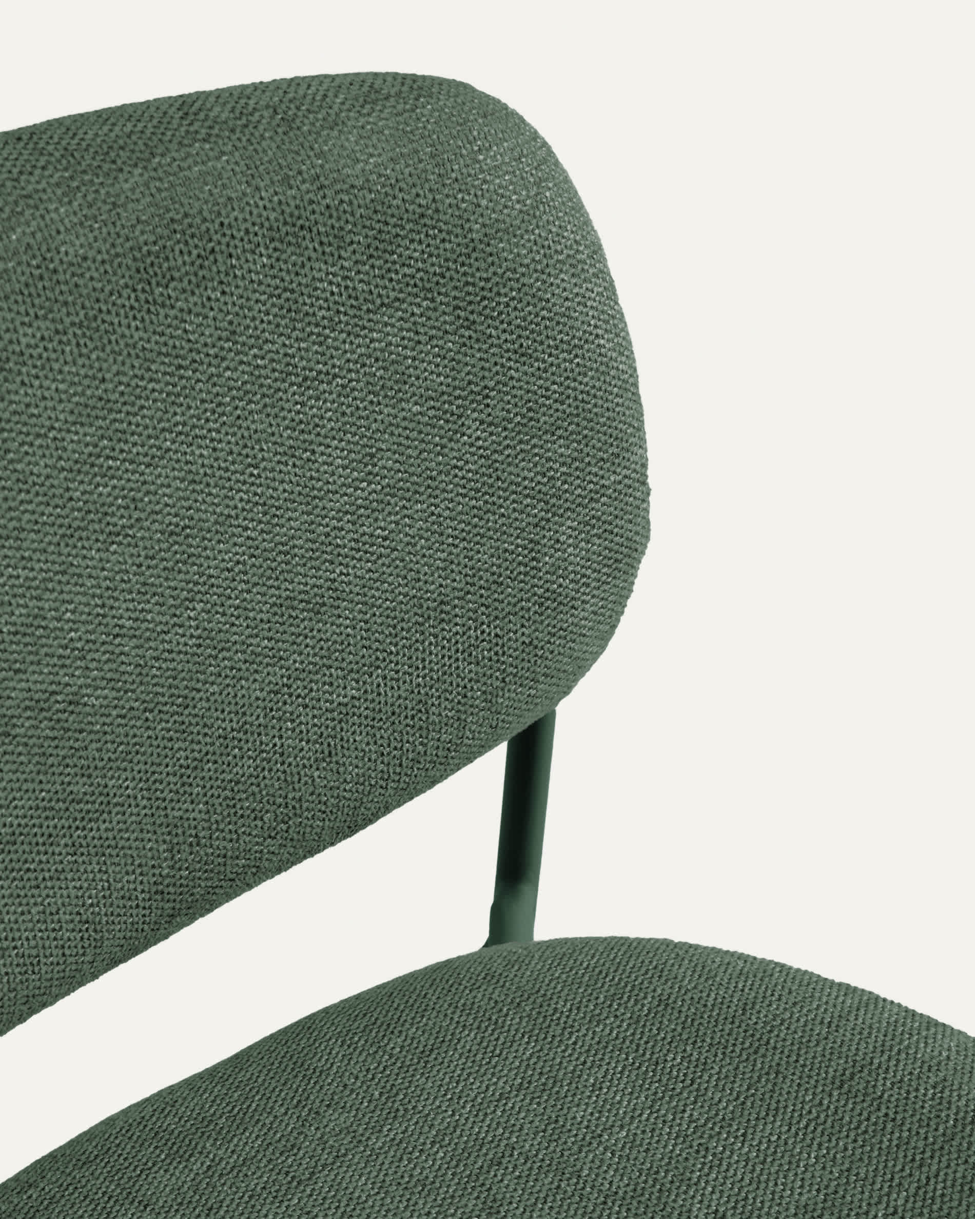 Meli stackable stool in green chenille with green metal legs FSC Mix Credit 65cm
