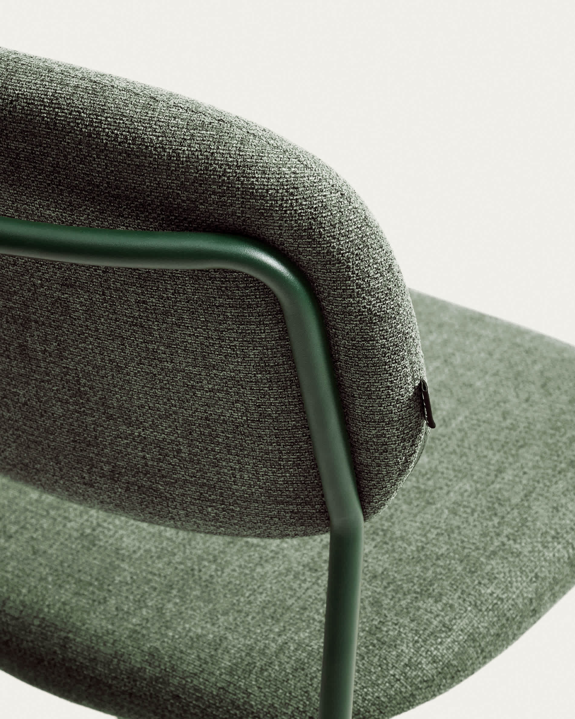 Meli stackable stool in green chenille with green metal legs FSC Mix Credit 65cm