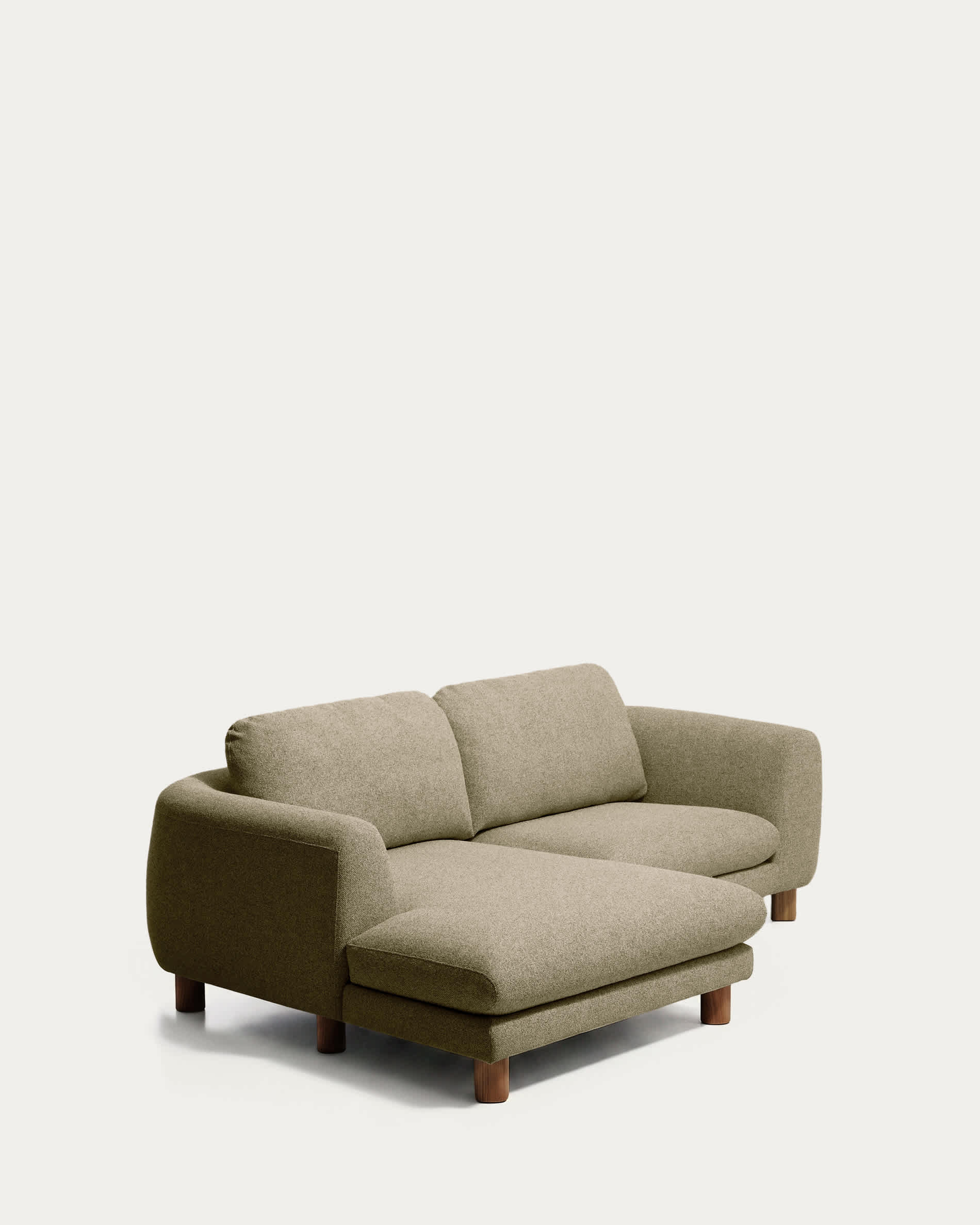 Vera olive green 3-seater sofa with left-hand chaise longue with walnut-finish solid ash wood legs 232 cm FSC Mix Credit