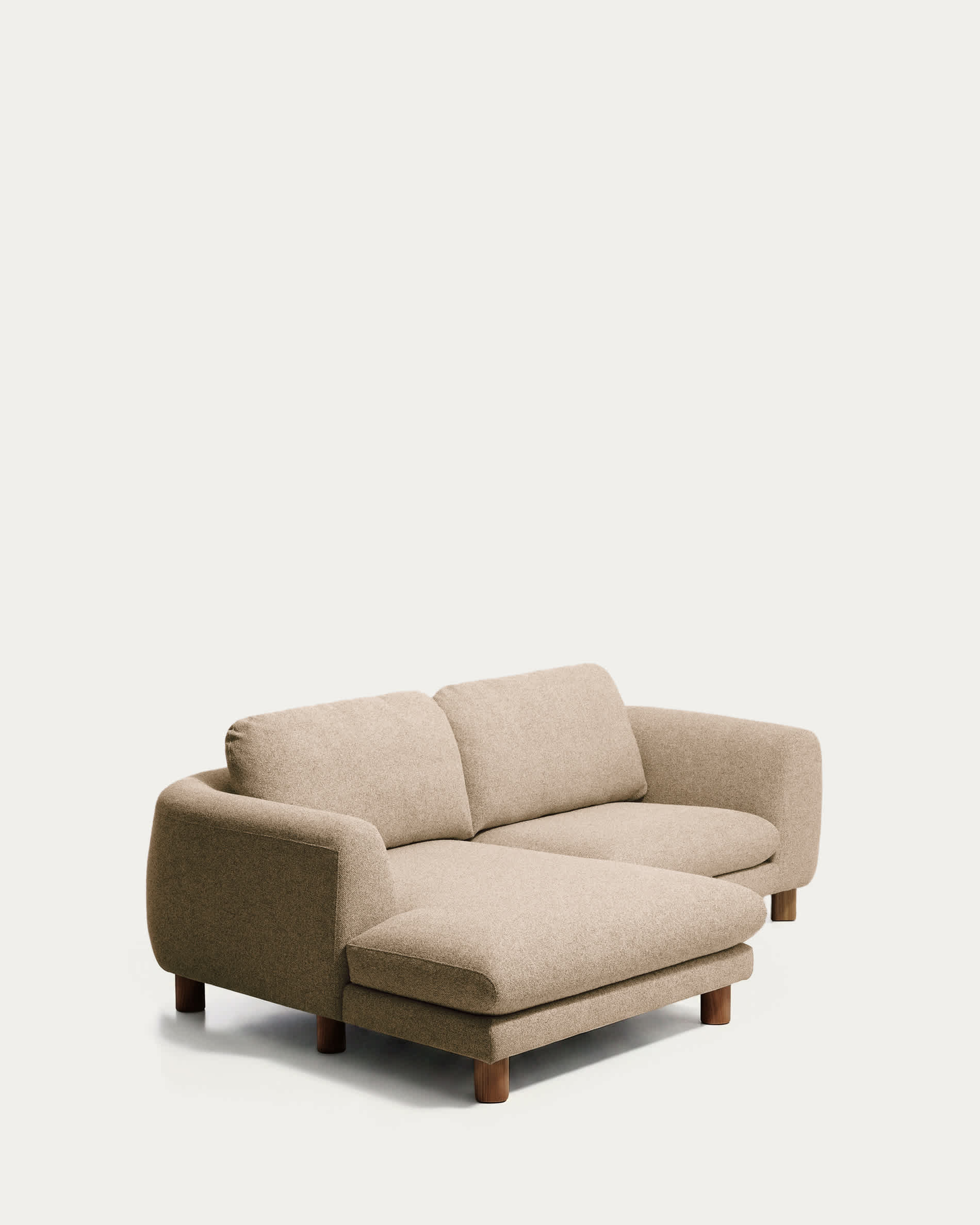Vera light brown 3-seater sofa with left-hand chaise longue with walnut-finish solid ash wood legs 232 cm FSC Mix Credit