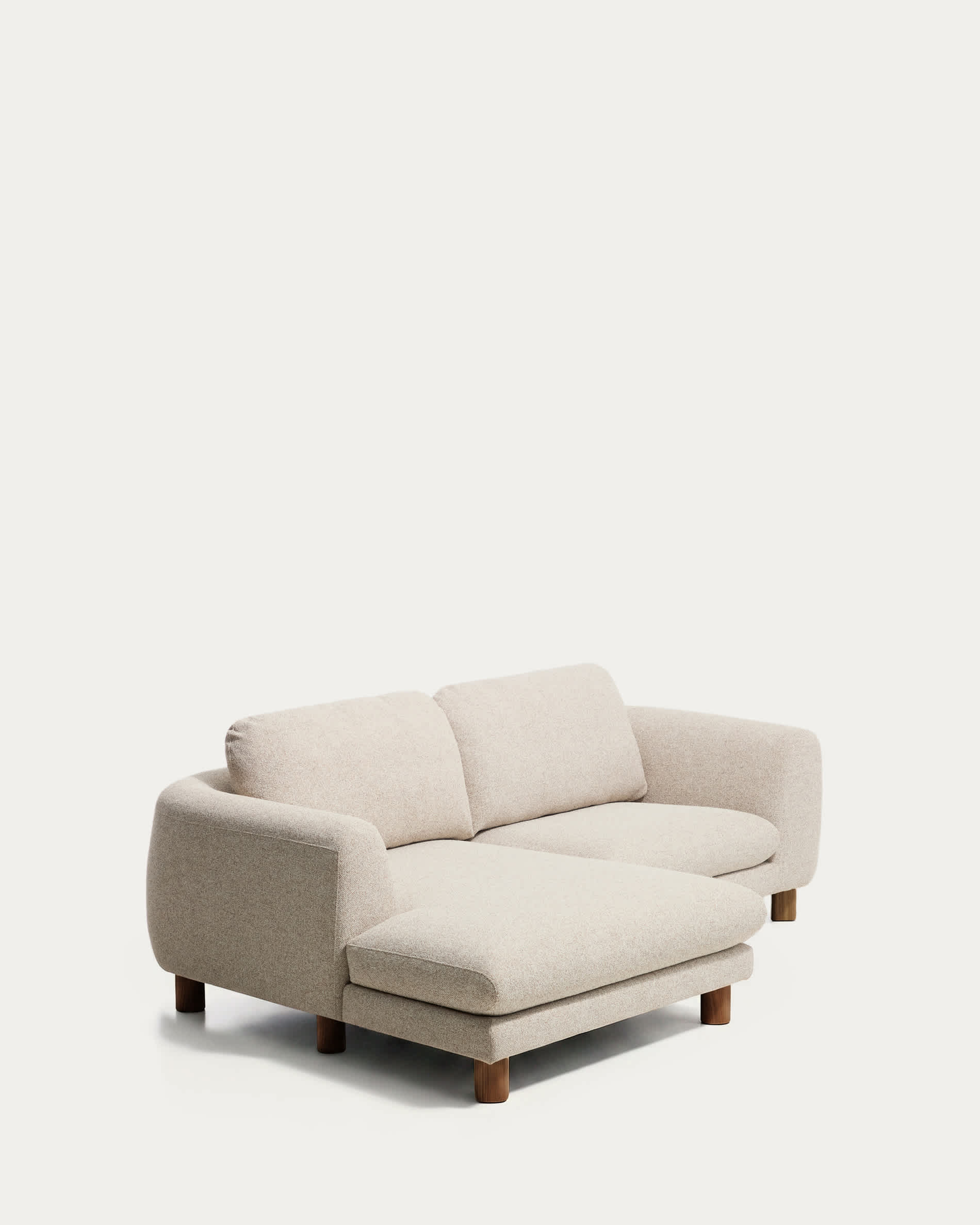 Vera beige 3-seater sofa with left-hand chaise longue with walnut-finish solid ash wood legs 232 cm FSC Mix Credit