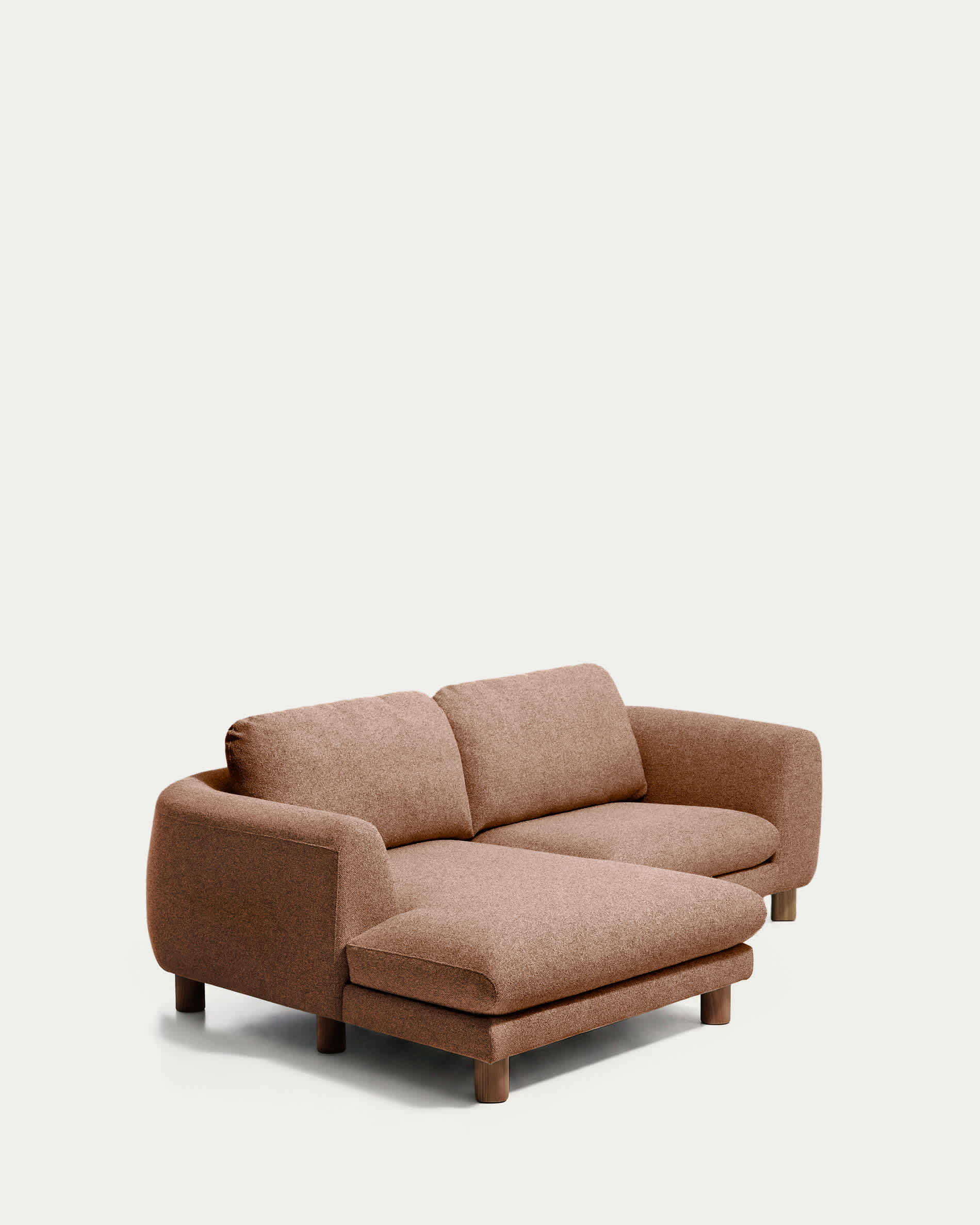 Vera terracotta 3-seater sofa with left-hand chaise longue with walnut-finish solid ash wood legs 232 cm FSC Mix Credit