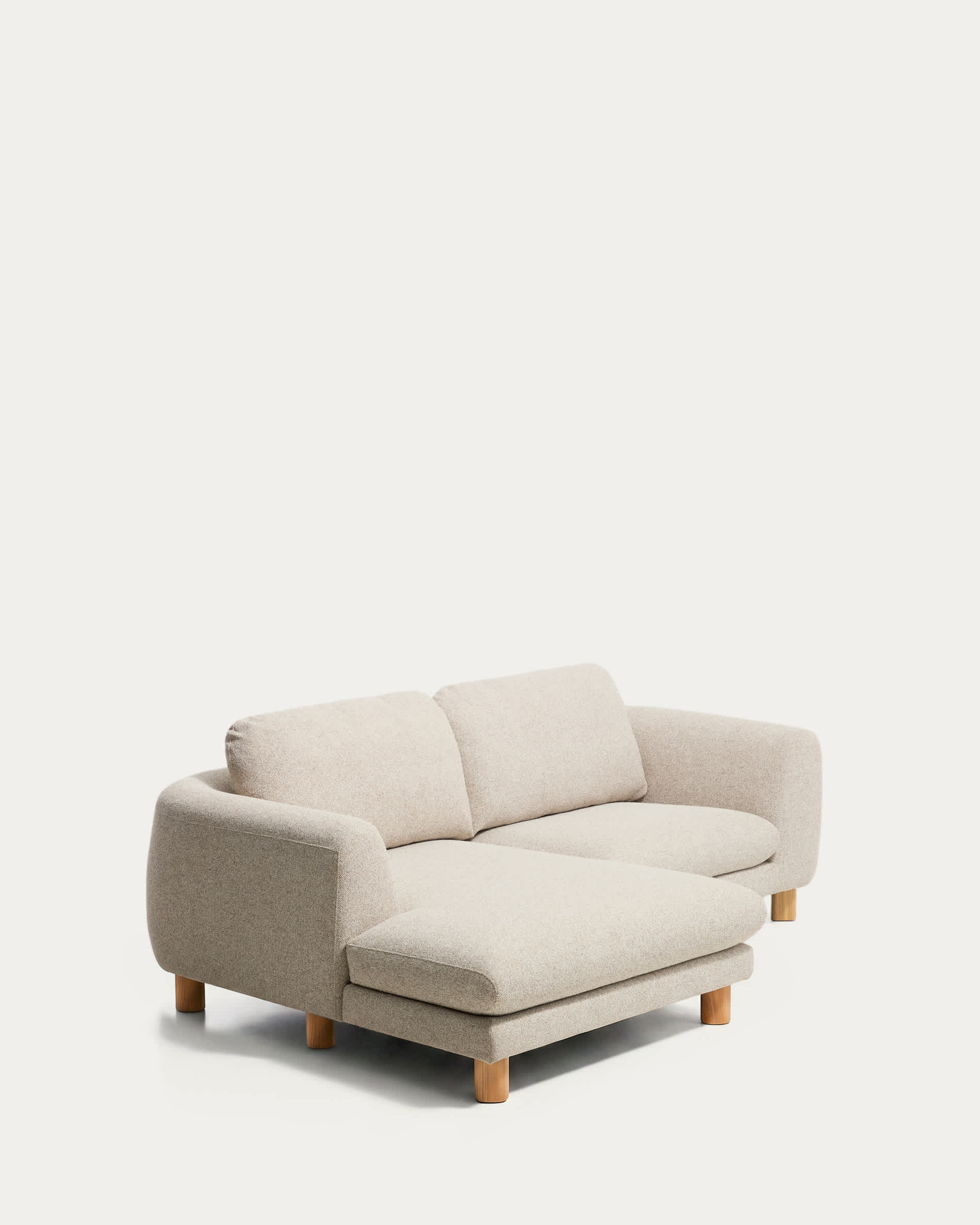 Vera beige 3-seater sofa with left-hand chaise longue with natural-finish solid ash wood legs 232 cm FSC Mix Credit