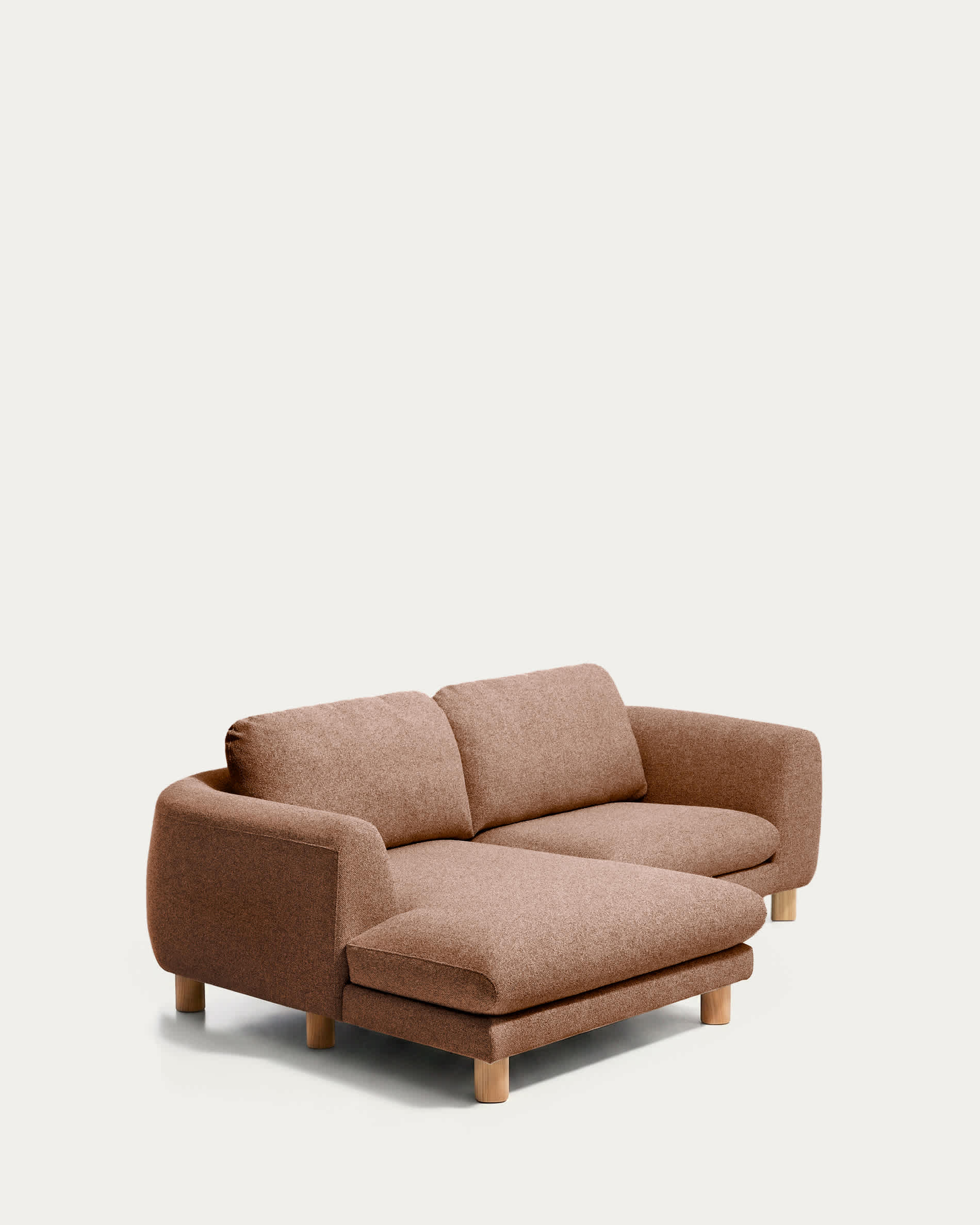 Vera terracotta 3-seater sofa with left-hand chaise longue with natural-finish solid ash wood legs 232 cm FSC Mix Credit