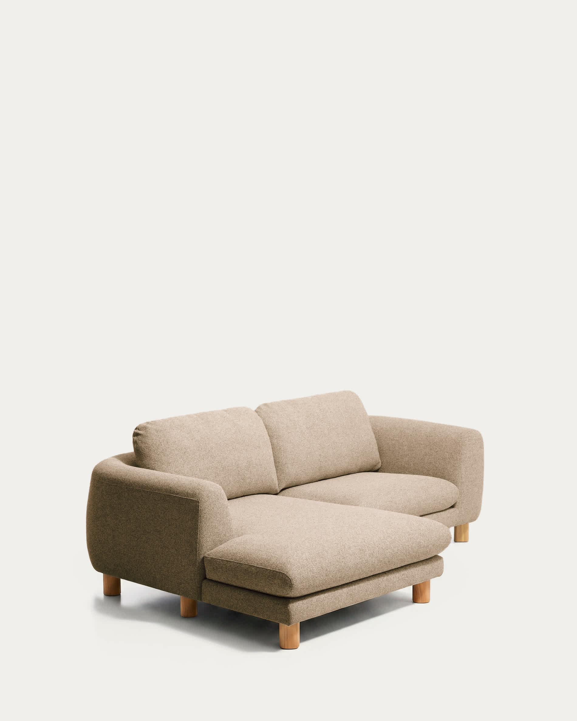 Vera light brown 3-seater sofa with left-hand chaise longue with natural-finish solid ash wood legs 232 cm FSC Mix Credit