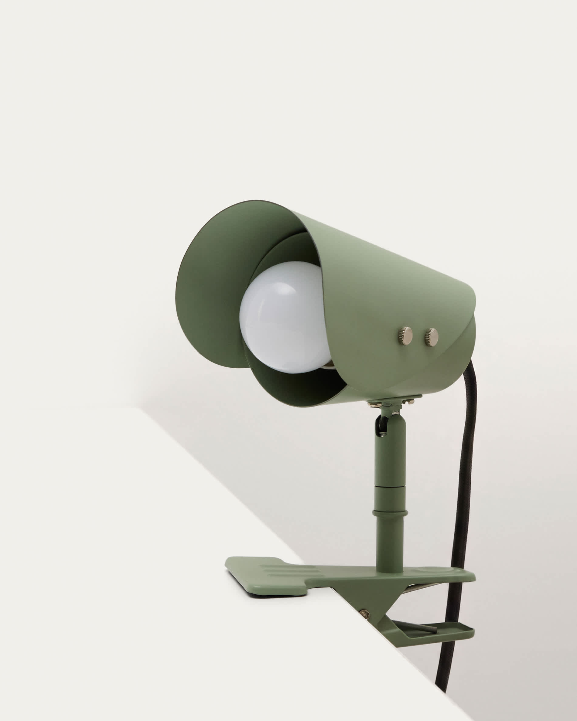 Jula small lamp with clamp in green metal