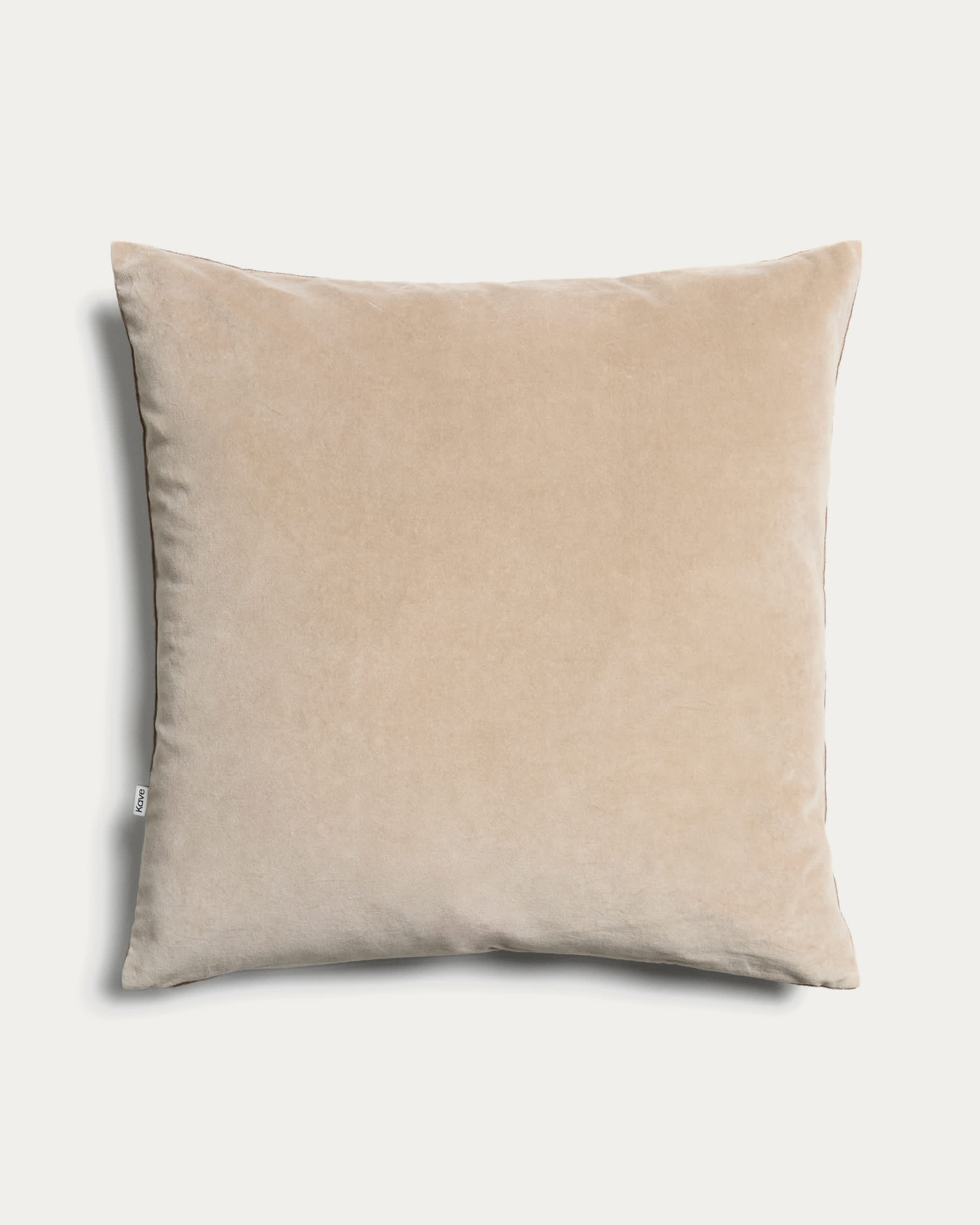 Niroi 100% beige velvet cotton cushion cover with ribbon detail 60 x 60 cm