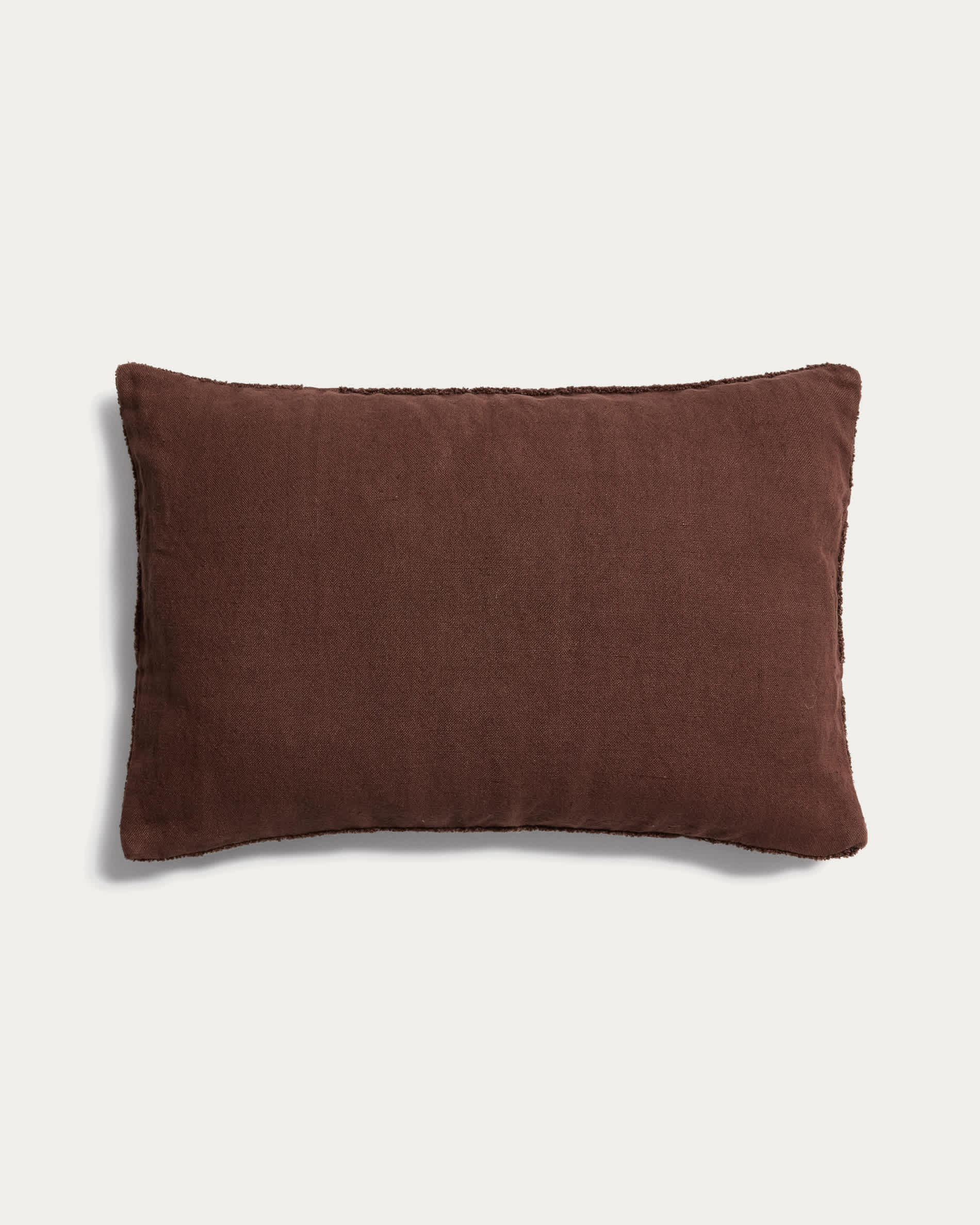 Lomel micro bouclé cushion cover with brown graphic detailing 40 x 60 cm