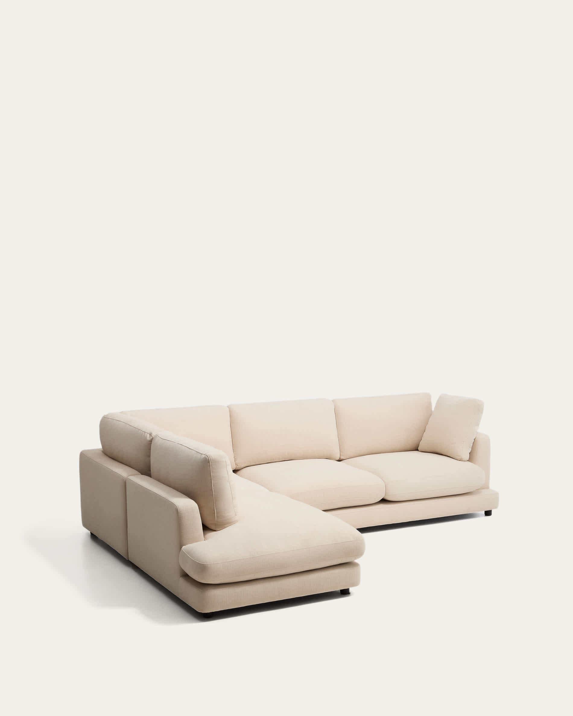 Gala 5-seater corner sofa with end module left side in beige chenille FSC Mix Credit 225 x 300cm