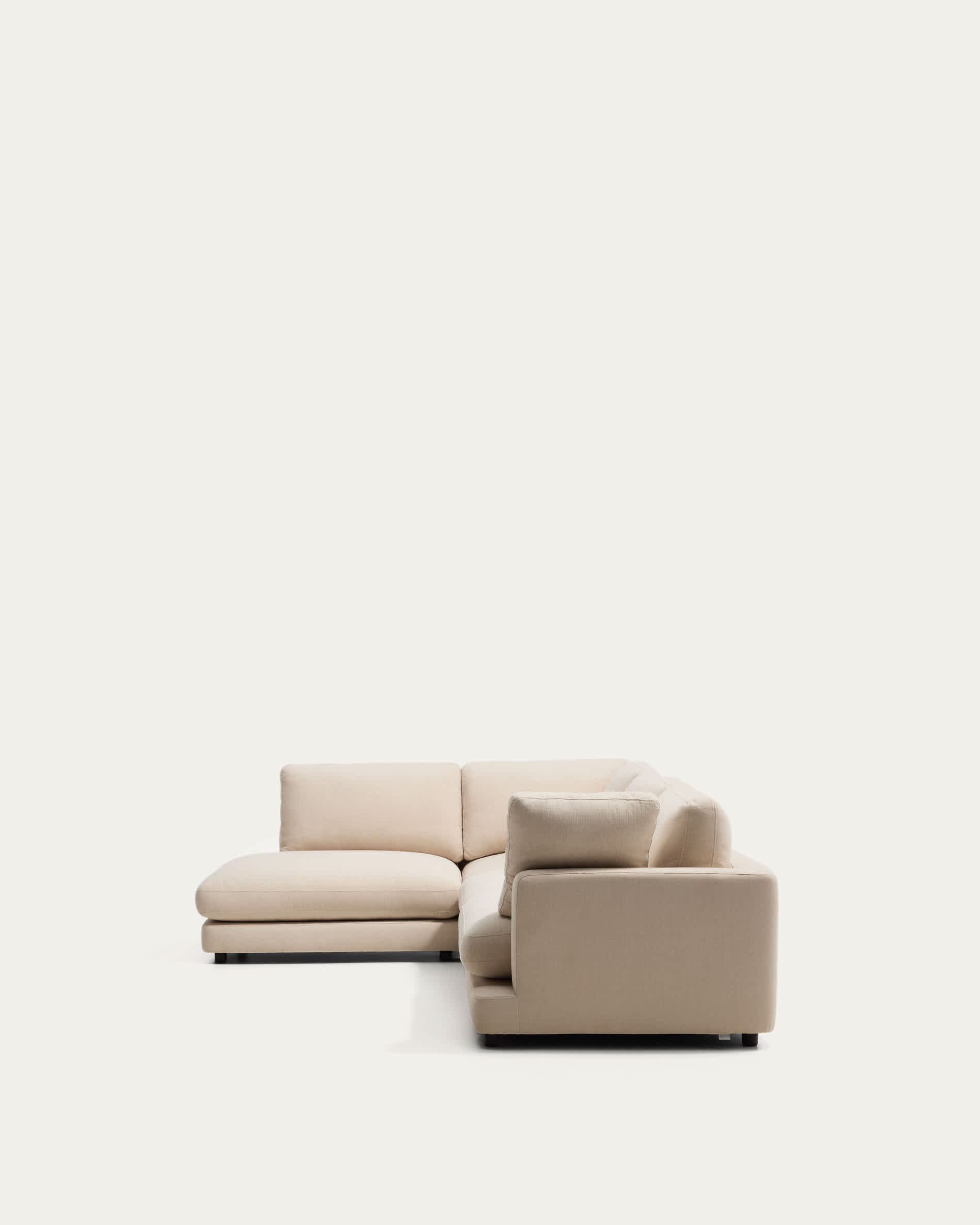 Gala 5-seater corner sofa with end module left side in beige chenille FSC Mix Credit 225 x 300cm