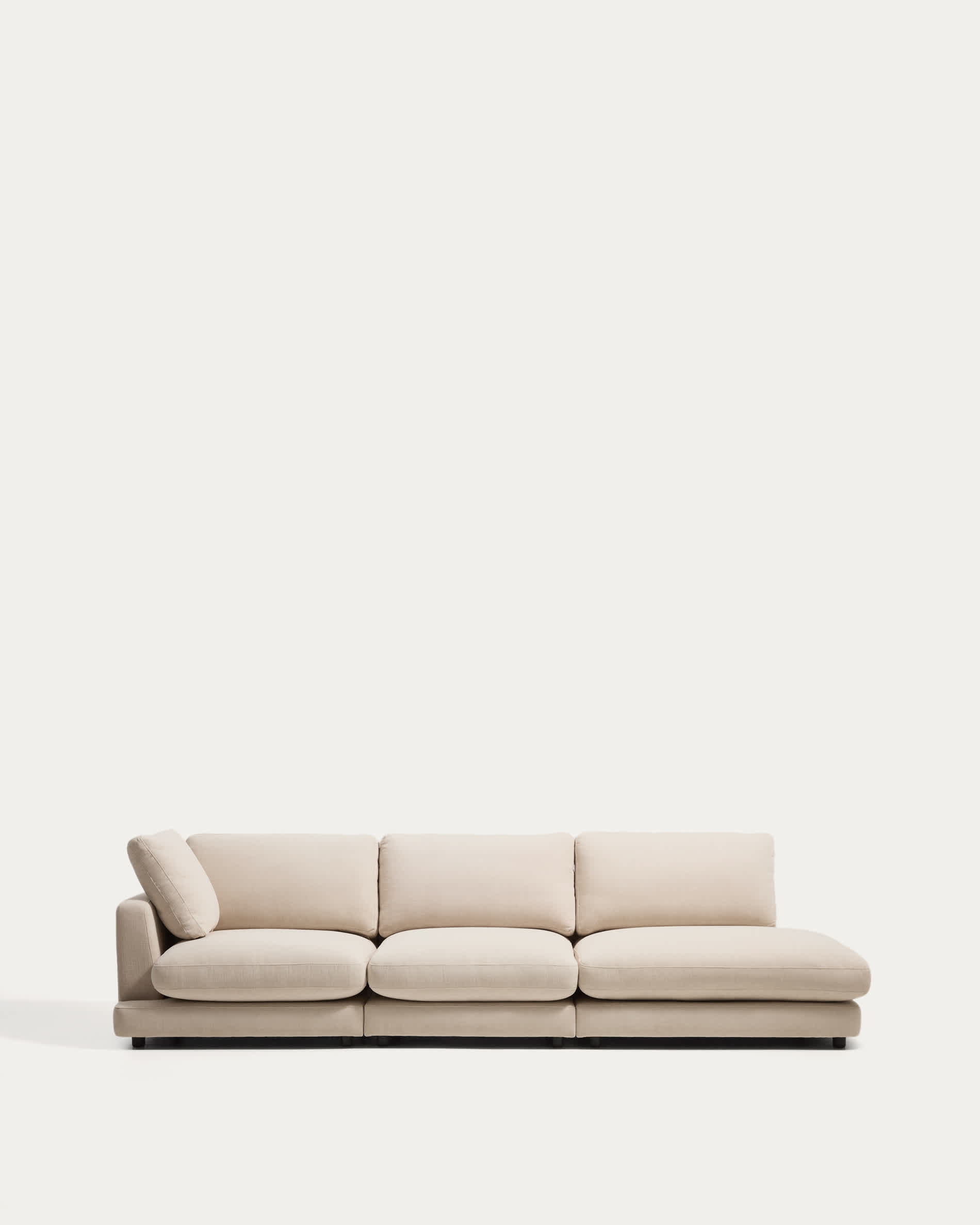 Gala 4-seater modular sofa with right end module in beige chenille FSC Mix Credit 315cm