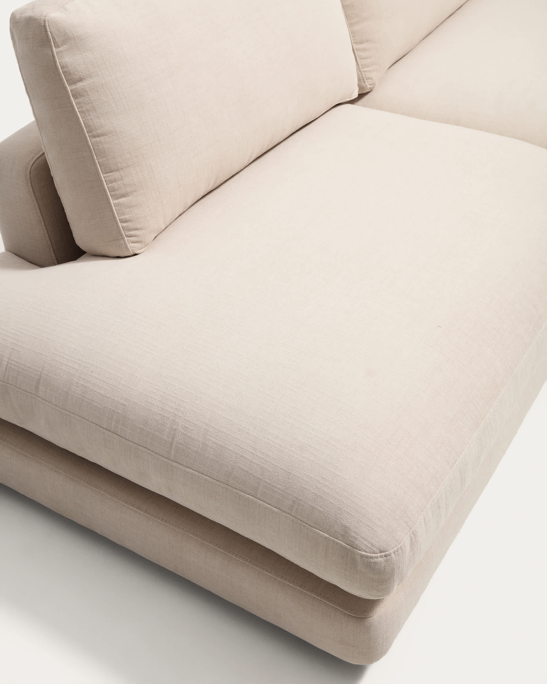 Gala 4-seater modular sofa with left end module in beige chenille FSC Mix Credit 315cm
