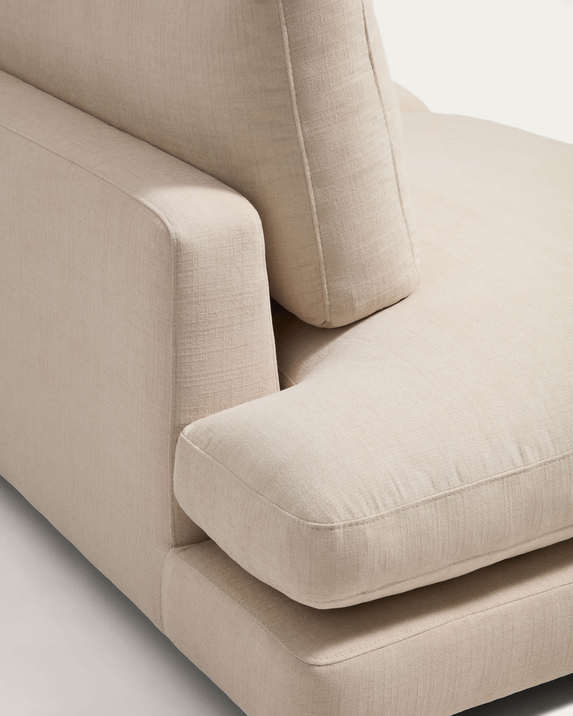 Gala 5-seater corner sofa with end module left side in beige chenille FSC Mix Credit 225 x 300cm