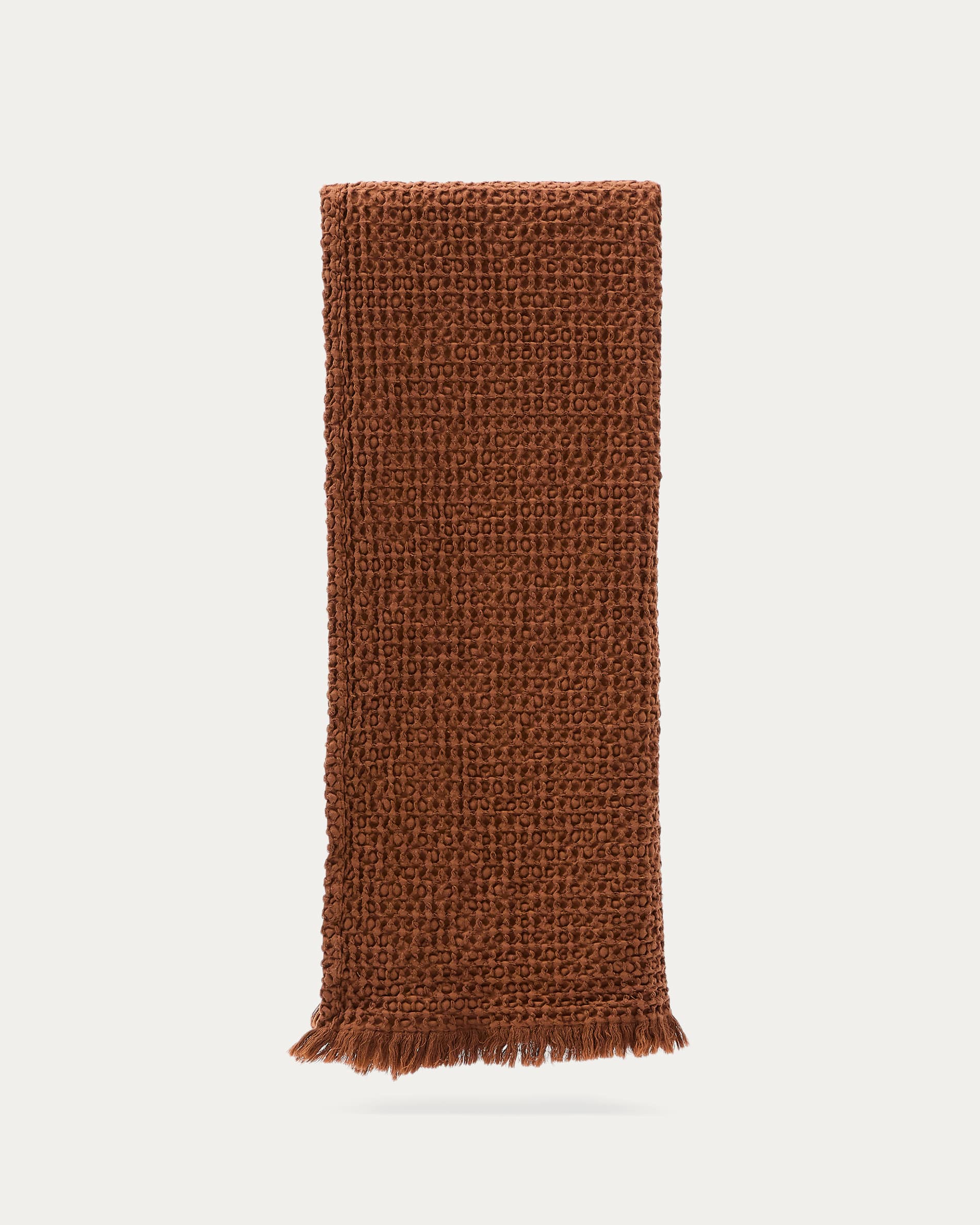 Nulina 100% cotton waffle blanket in dark orange 130 x 170 cm