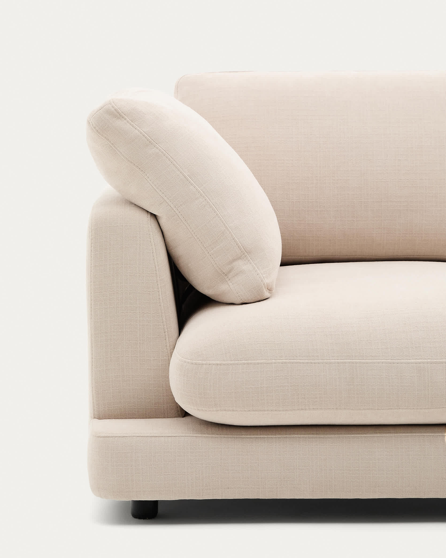 Gala 5-seater corner sofa with end module right side in beige chenille FSC Mix Credit 300 x 225cm