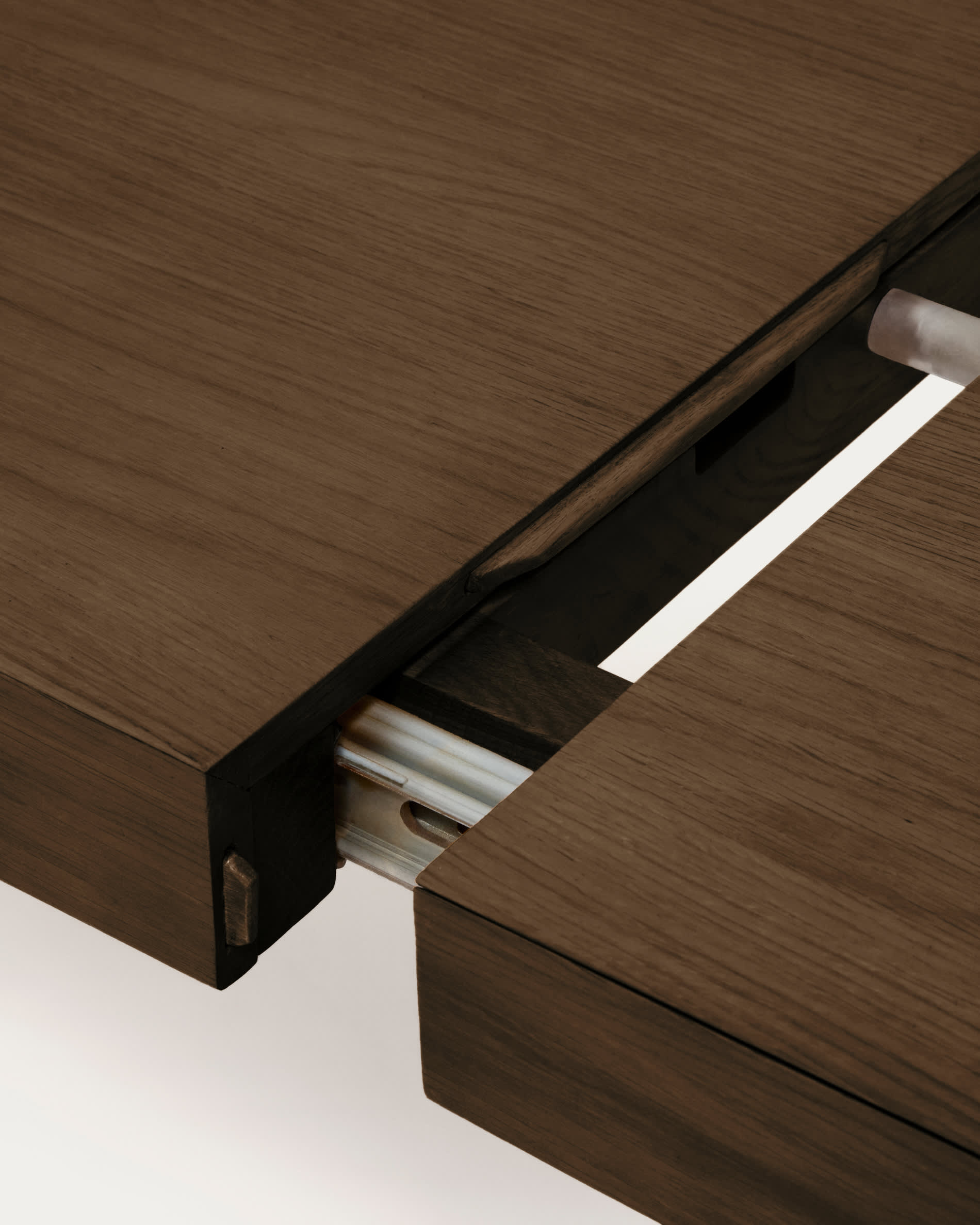 Erisia extendable table in solid oak wood with a dark walnut tone finish 200 (280) x 100 cm FSC 100%