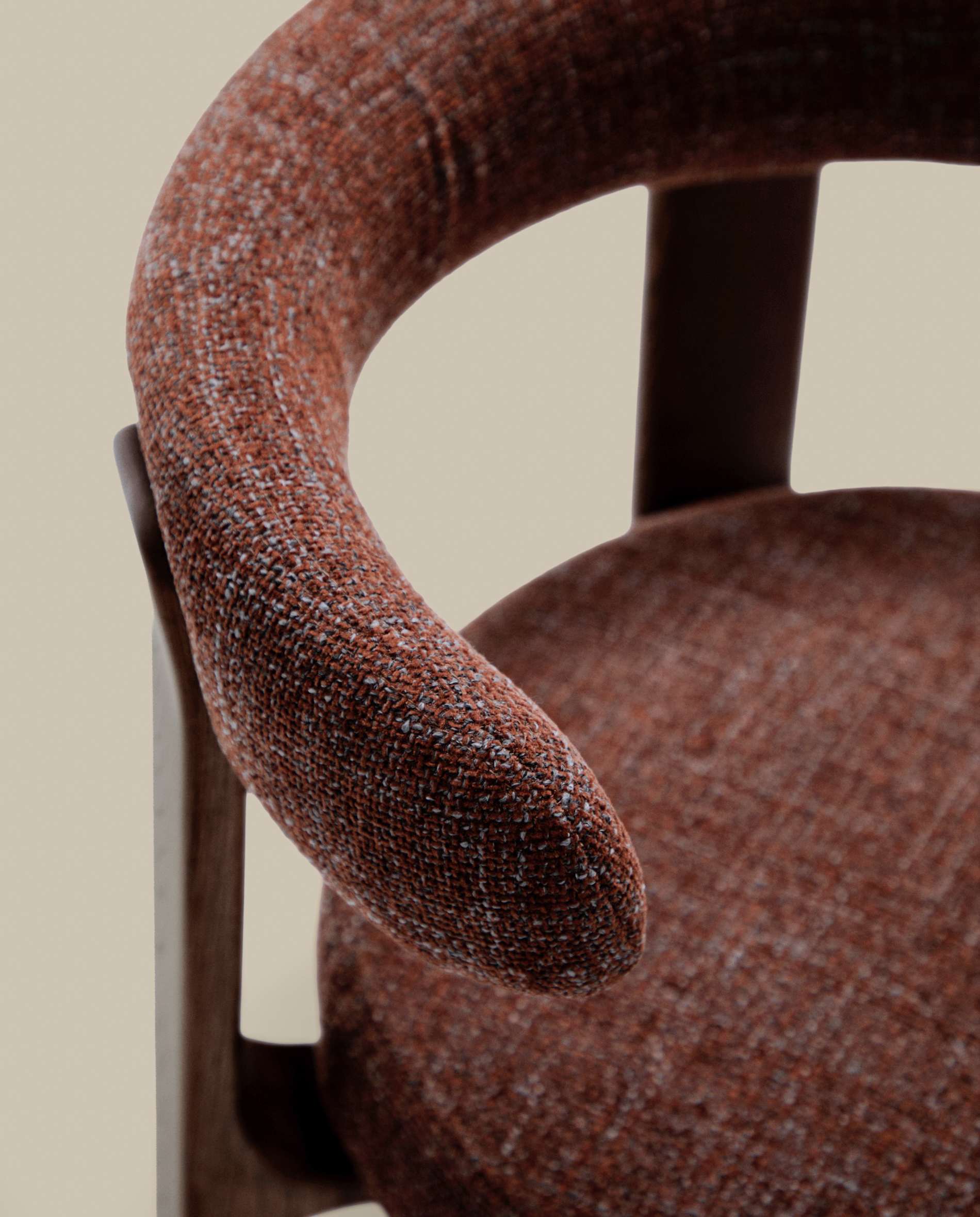 Granite chair in brown chenille and with solid ash wood in a walnut finish FSC 100%