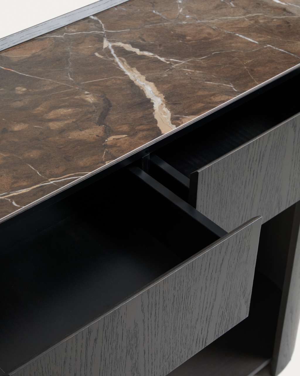 Helvine ash veneer console table with walnut finish 120 x 30 cm FSC 100 ...