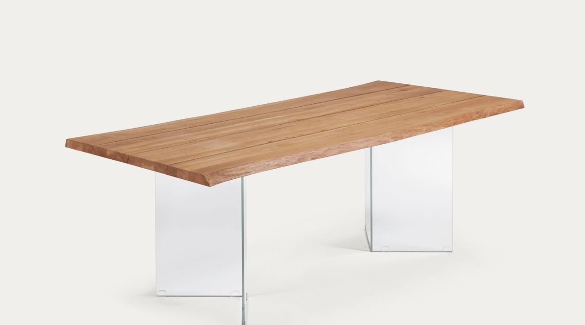 Table Koda placage de chêne avec finition naturelle et pieds en acier noir 180 x 100 cm | Kave