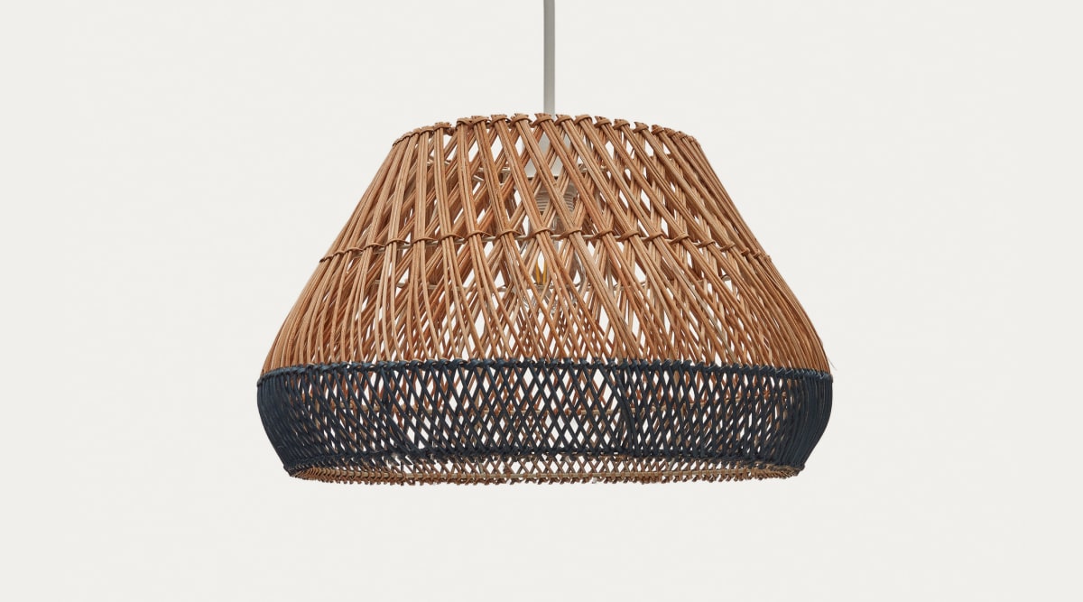 Lampen Woonkamer Plafond LynPon Boho Plafondlamp - Geweven Rotan Kooi Lamp Met E27 Fitting (natuur Look) LynPon Bohéïense Geweven Rotan Lamp Dimbaar