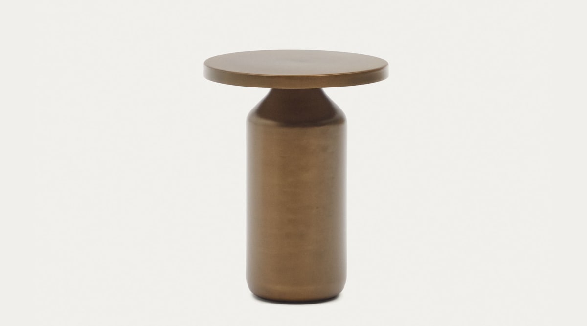 Table d'appoint ronde Malya en métal avec finition cuivre Ø 40,5 cm | Kave Home®