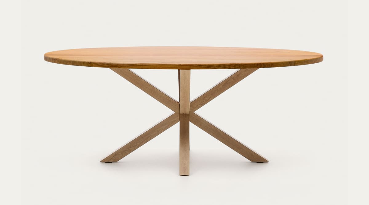 Argo oval table in solid acacia wood and wood-effect steel legs Ø 200 100 cm | Kave Home