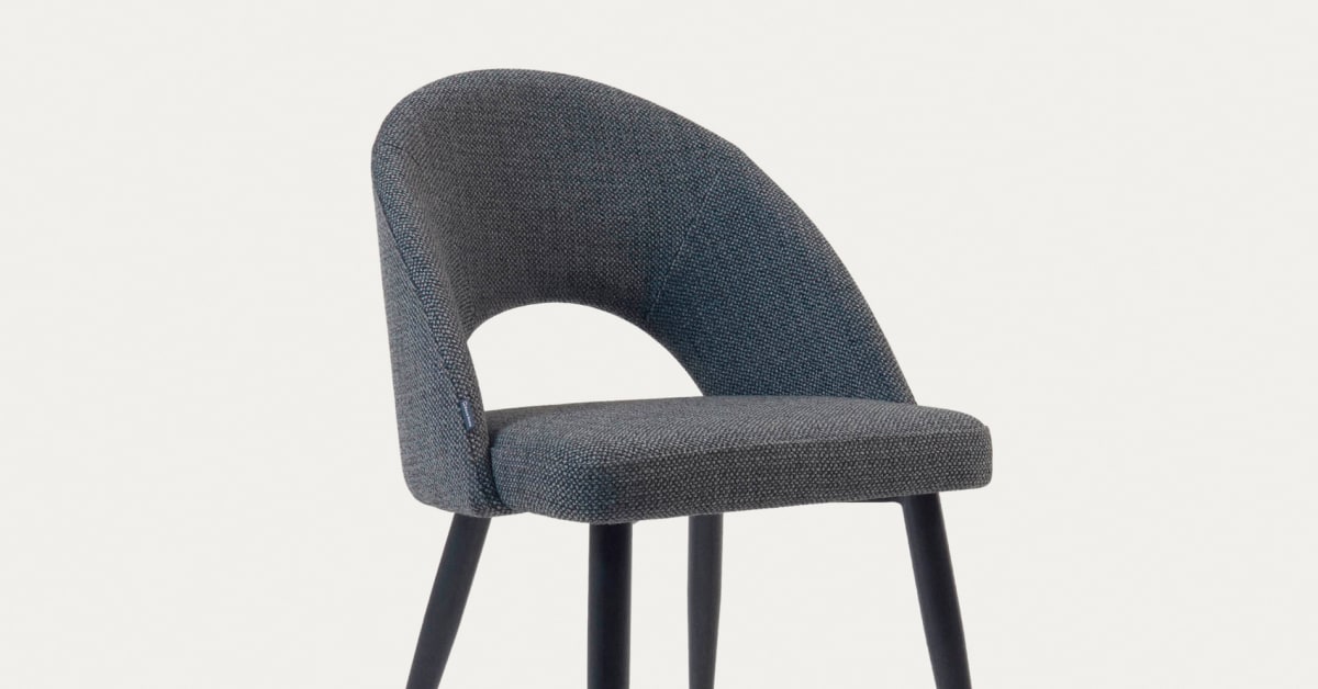 Stuhl Mael dunkelgrauer mit Stahlbeinen mit schwarzem Finish 