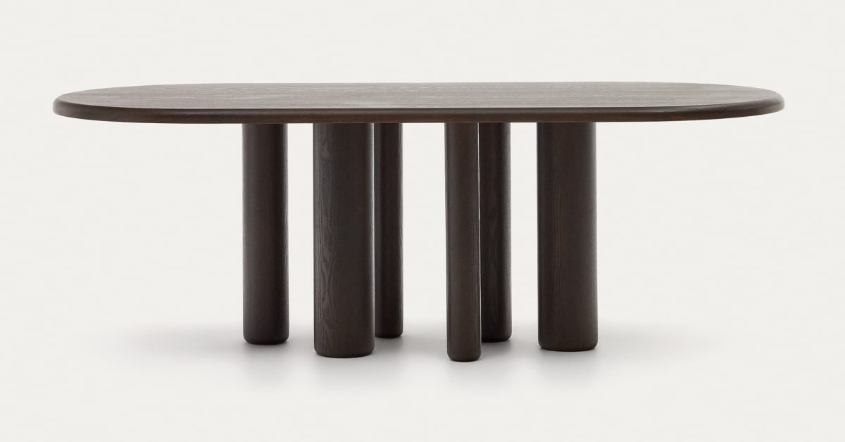 Mailen oval table in ash wood veneer with dark finish Ø 220 x 105 cm | Kave Home Great Britain